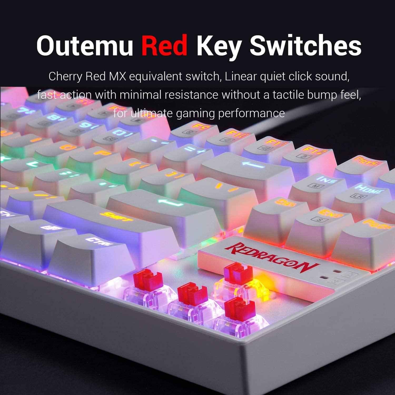 Redragon K552 Mechanical Gaming Keyboard RGB LED Rainbow Backlit Wired Keyboard with Red Switches for Windows Gaming PC (87 Keys, Black) - JOY2ESpree