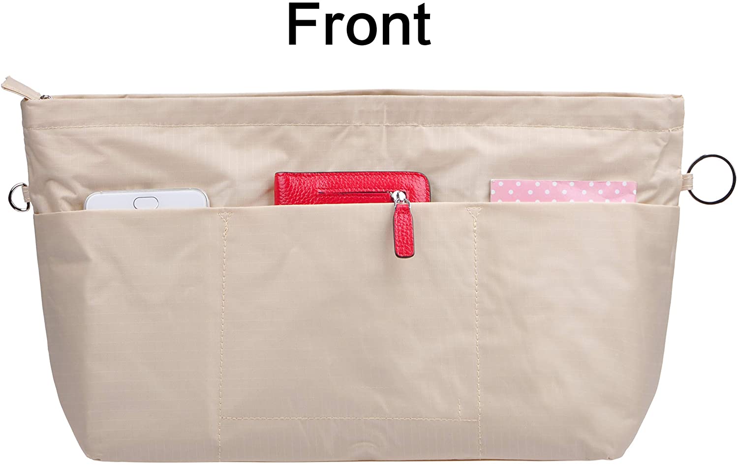 Vercord Purse Organizer Insert Bag Tote Handbags Pocketbook Inserts Organizers Zipper 11 Pockets Black Medium
