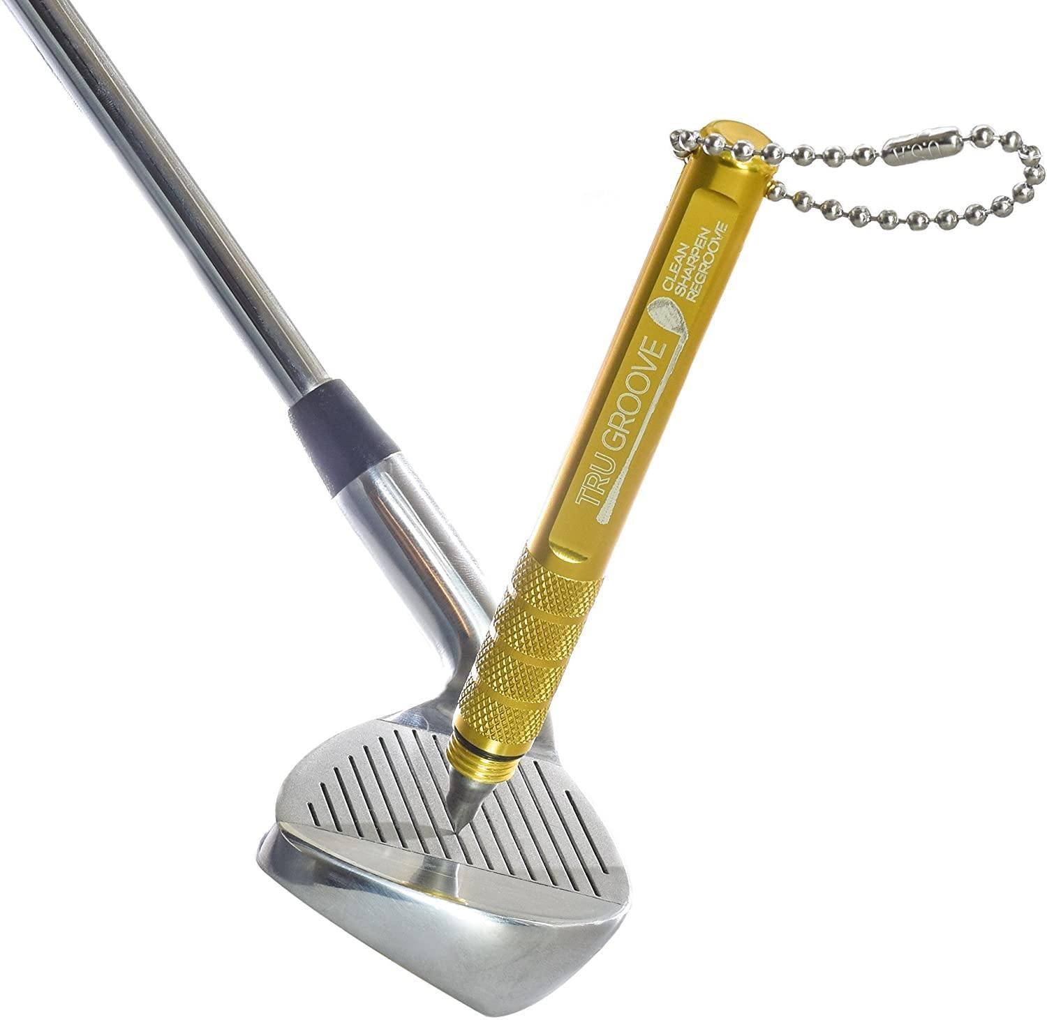 TruGroove Golf Club Groove Sharpener - Improved Backspin and Ball Control - Wedges and Irons - with 2 Free Color Matched Ball Markers - Made in USA - JOY2ESpree
