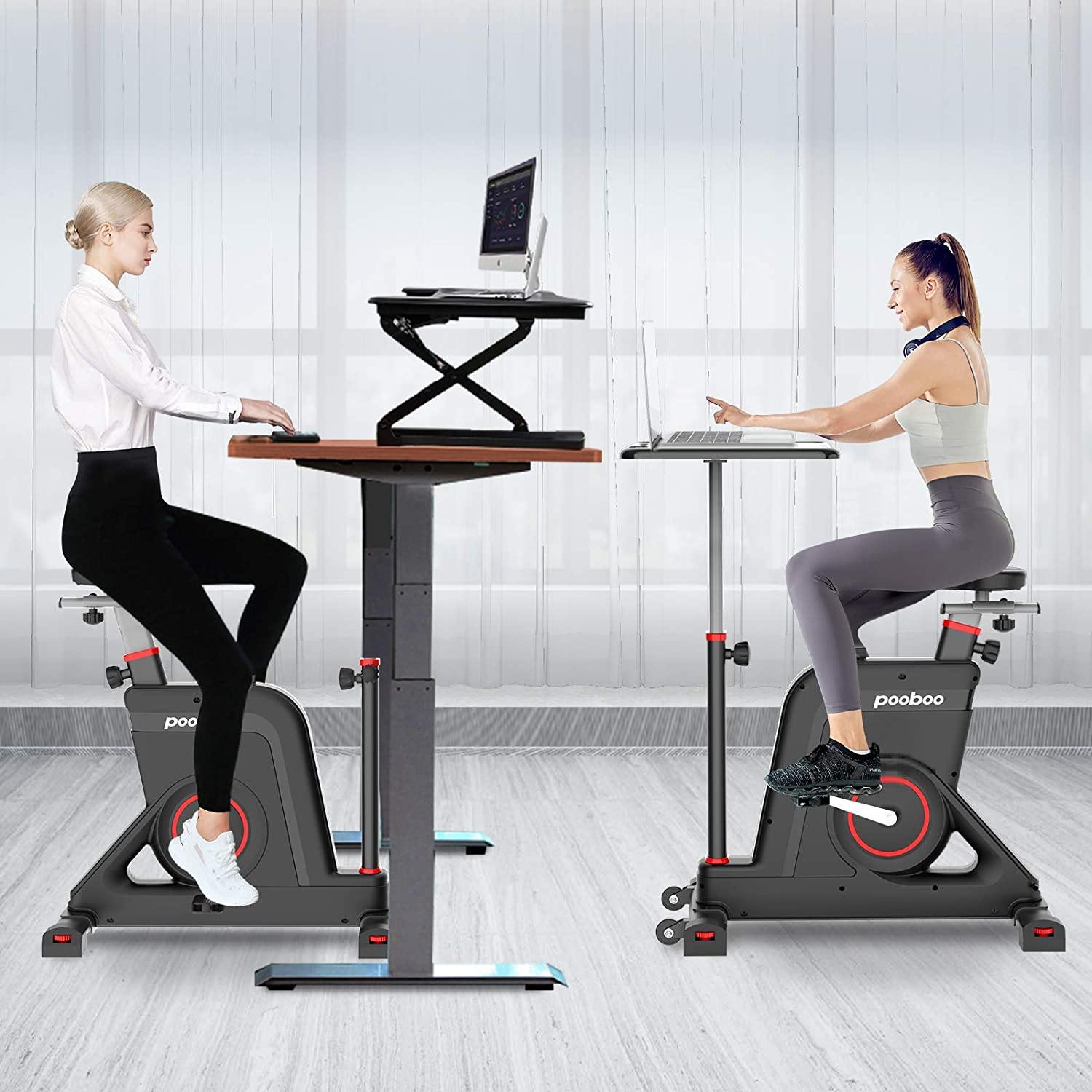 pooboo Desk Cycle Exercise Bike Indoor Cycling Bike Adjustable Magnetic Resistance Stationary Bike for Home Office - JOY2ESpree