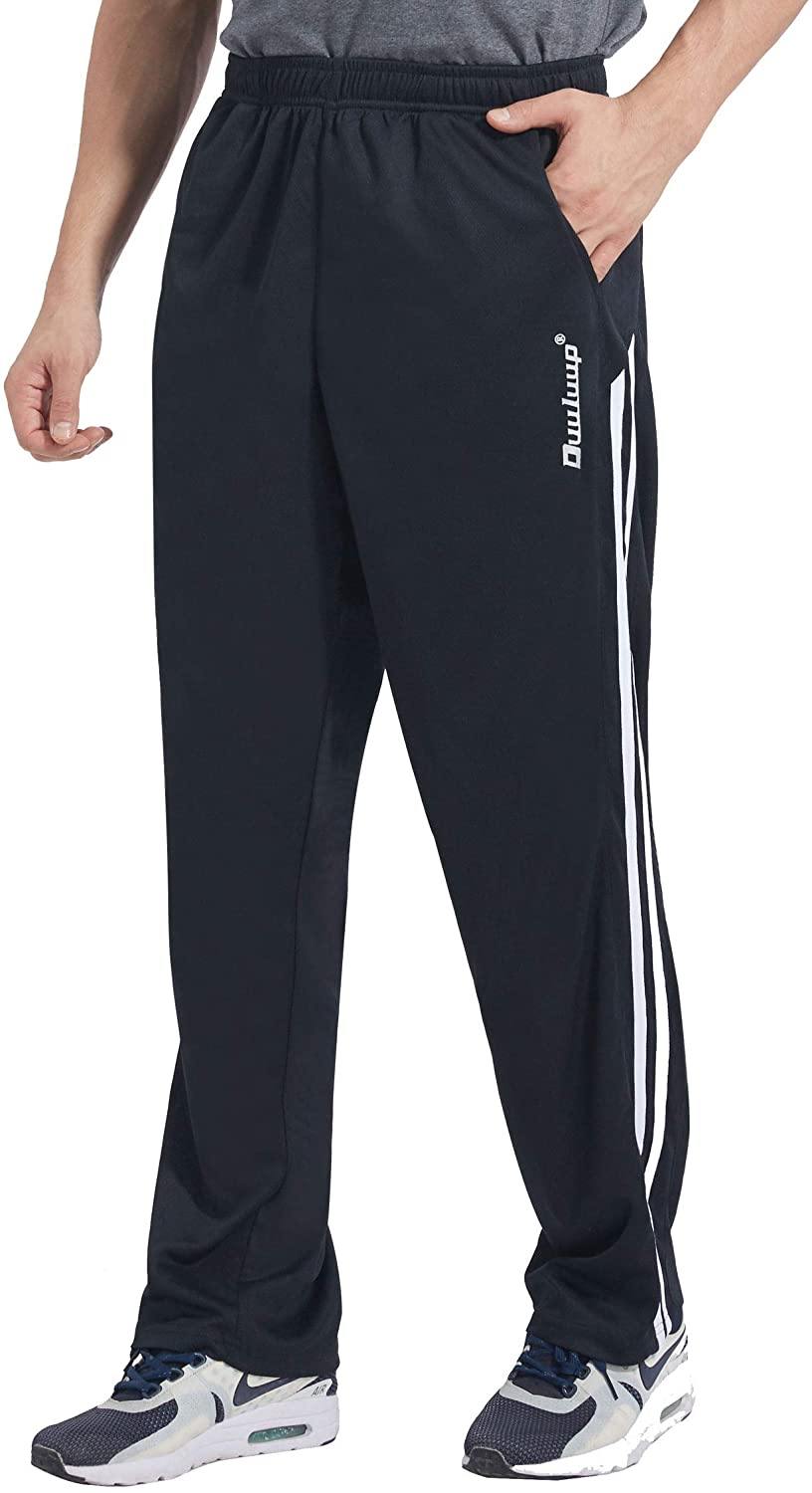 Duuluup Mens Jogger Sweatpants with Pockets Open Bottom Elastic Waist Workout Pants for Training Track Running - JOY2ESpree