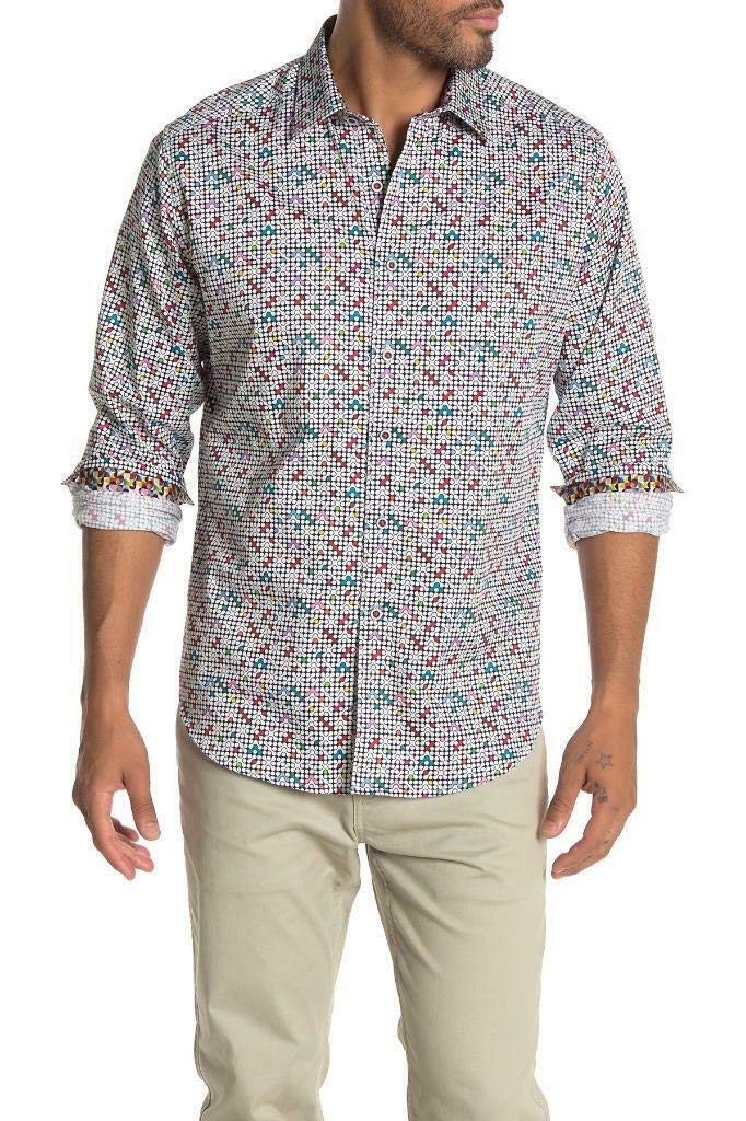 Robert Graham Anemone Geo Dot Classic Fit Shirt Size ﻿XL White