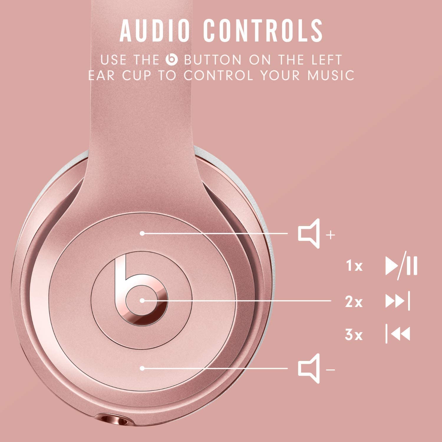 Beats Solo3 Wireless On-Ear Headphones - Apple W1 Headphone Chip, Class 1 Bluetooth, 40 Hours of Listening Time, Built-in Microphone - Satin Gold