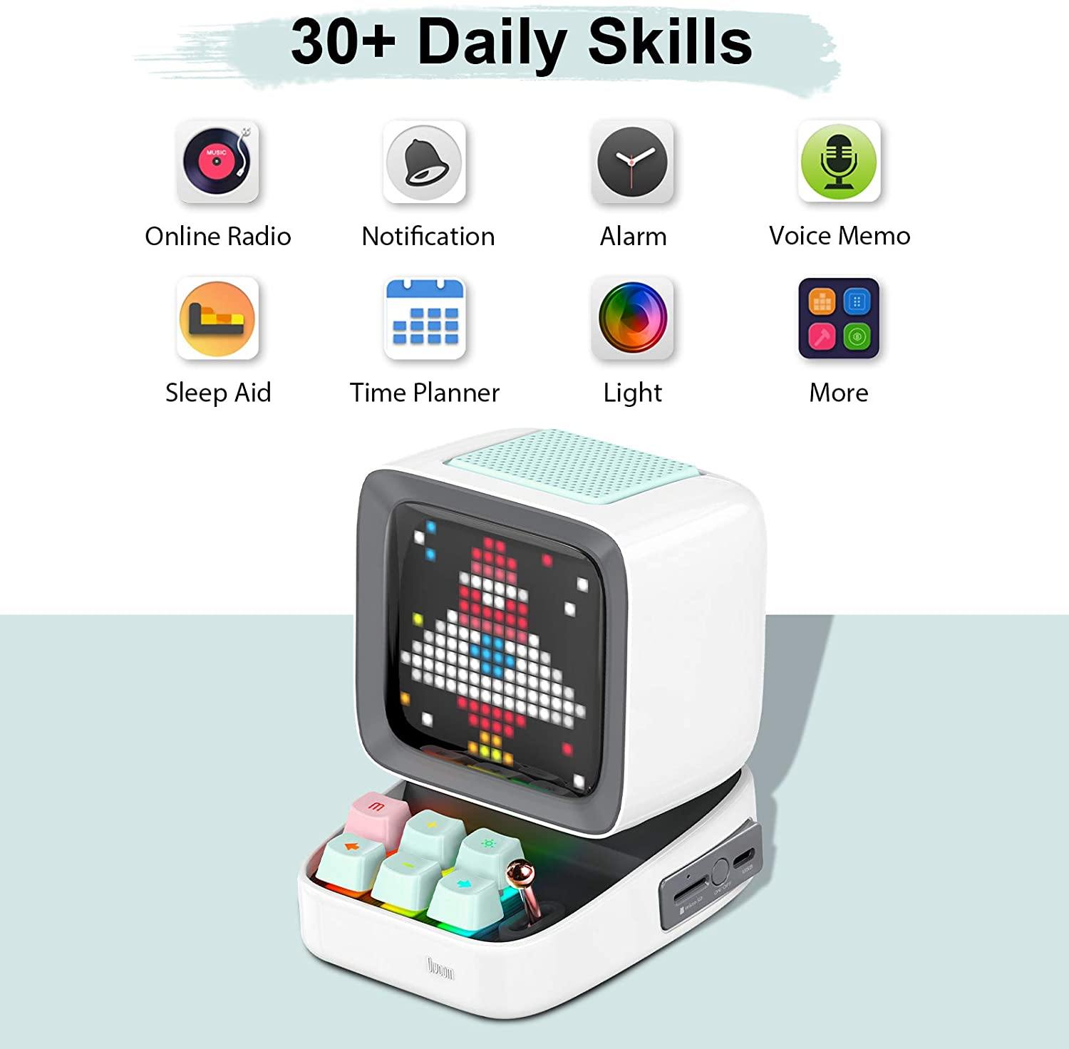 Divoom Ditoo Retro Pixel Art Game Bluetooth Speaker with 16X16 LED App Controlled Front Screen (Black) - JOY2ESpree
