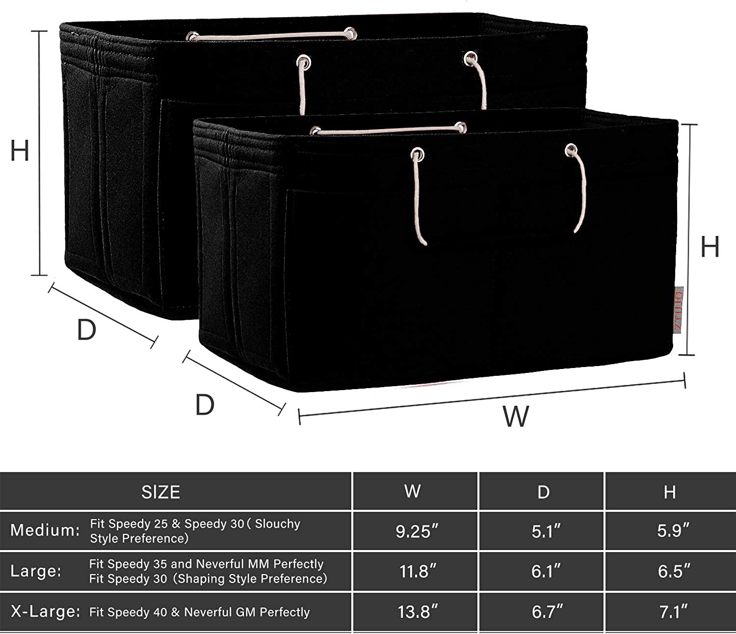Purse Organizer, Multi-Pocket Felt Handbag Organizer, Purse Organizer Insert with Handles, Medium, Large, X-Large