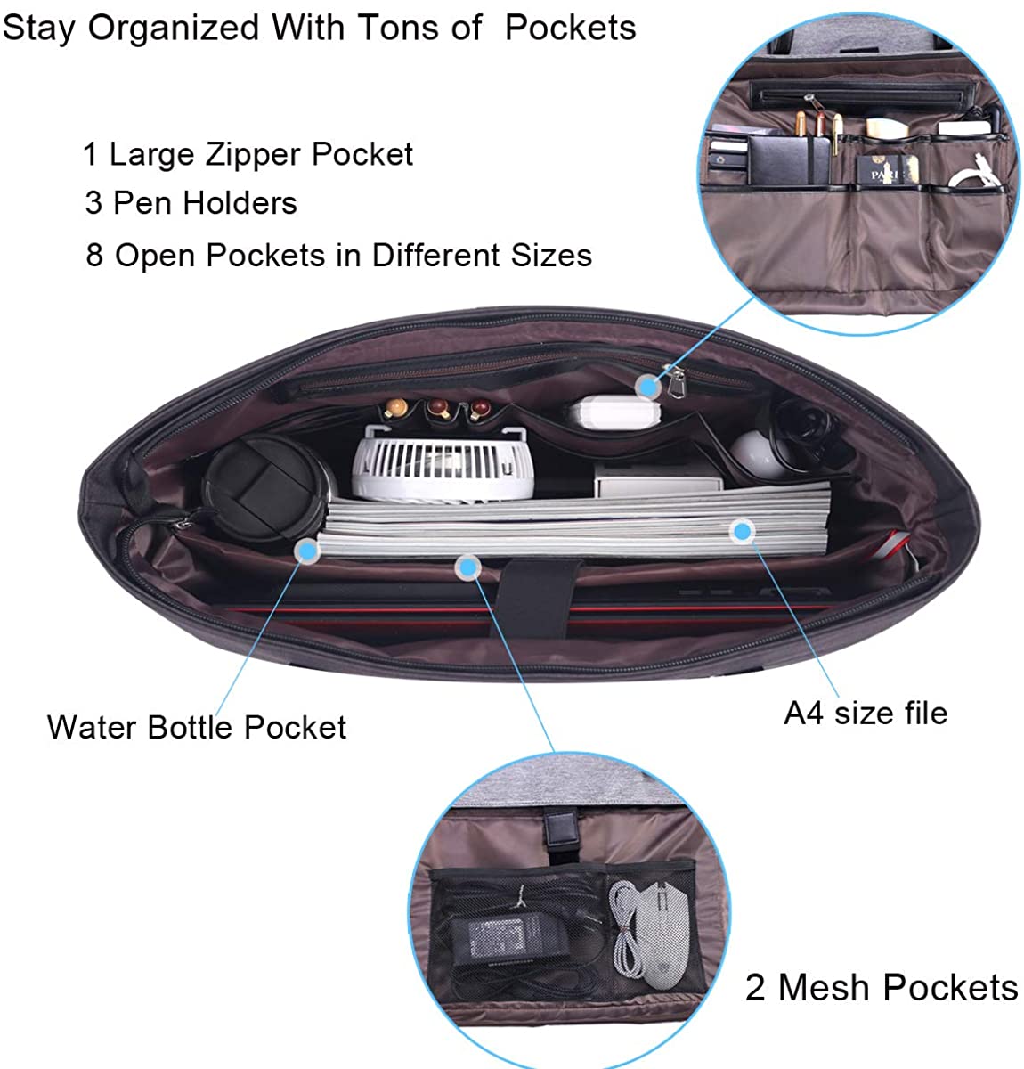 Laptop Tote Purse Large, Business Women Work Bag Teacher Tote Bag Many Pockets