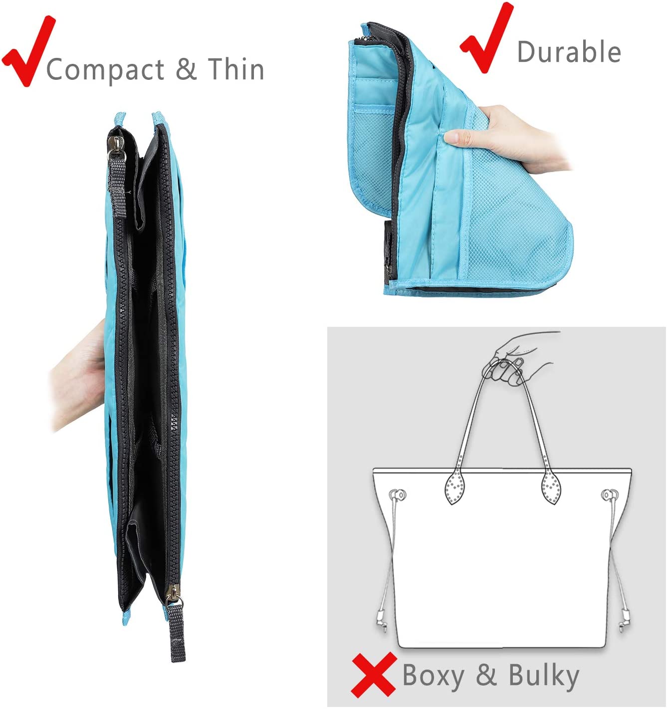 Insert Bag Organizer, Bag in Bag for Handbag Purse Organizer (13 Pockets, Black)