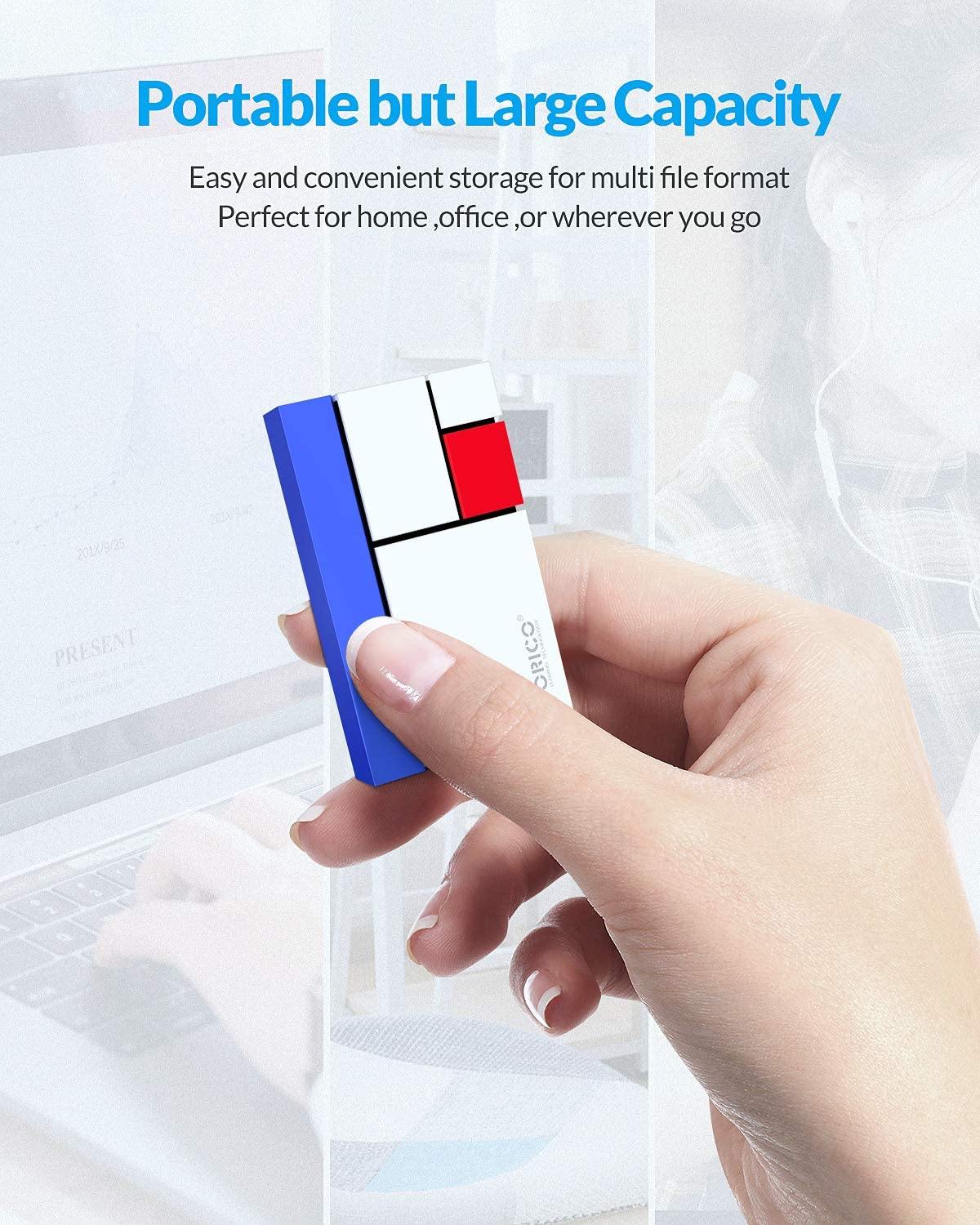 ORICO 250GB Ultra-Mini Portable SSD - Read/Write Up to 540MB/s - USB3.1 GEN2 External Solid State Drive for PC Laptop Mac and More-White-CN300 Chroma - JOY2ESpree