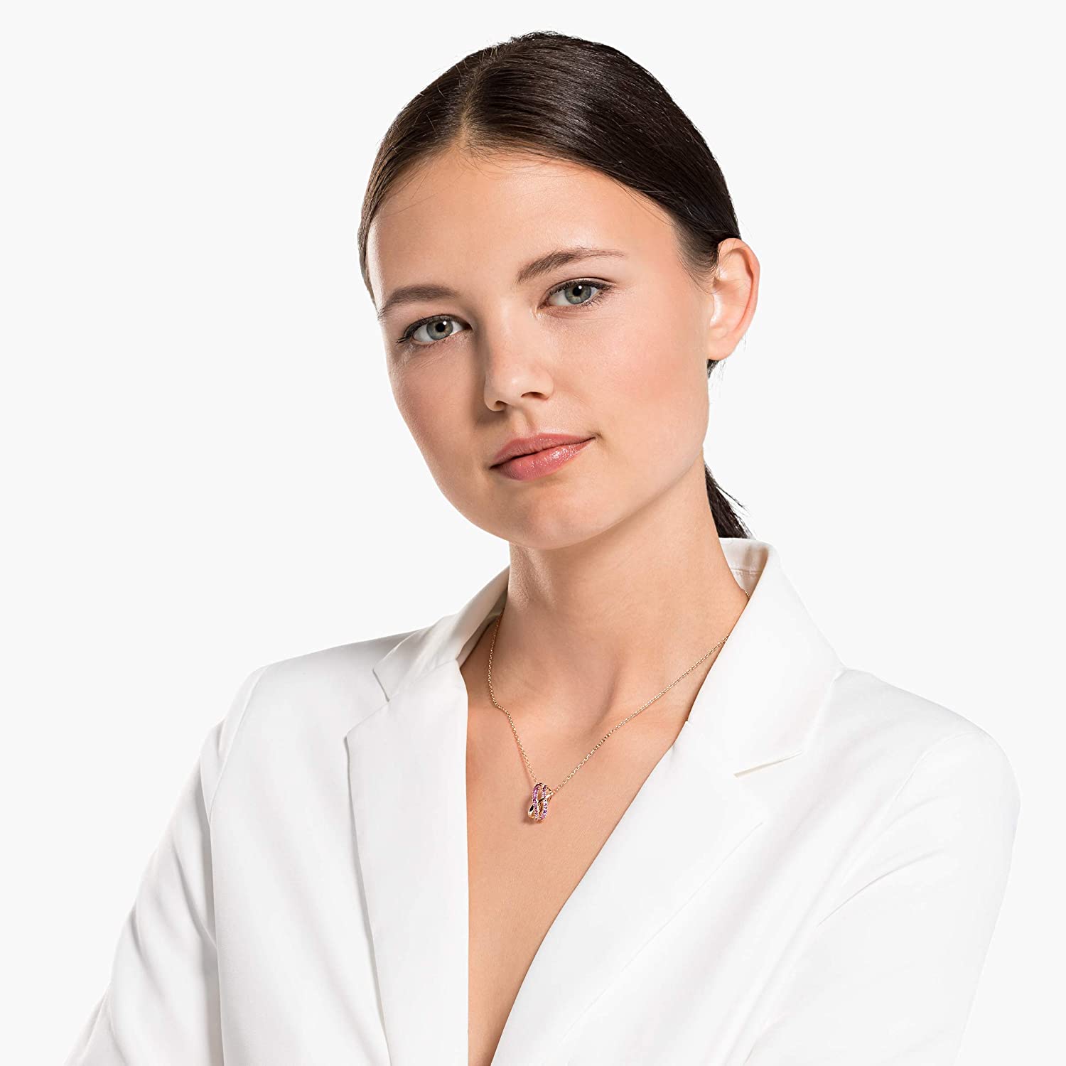 Swarovski Women's Twist Row Necklace Collection, Blue Crystals, Purple Crystals, Clear Crystals - JOY2ESpree