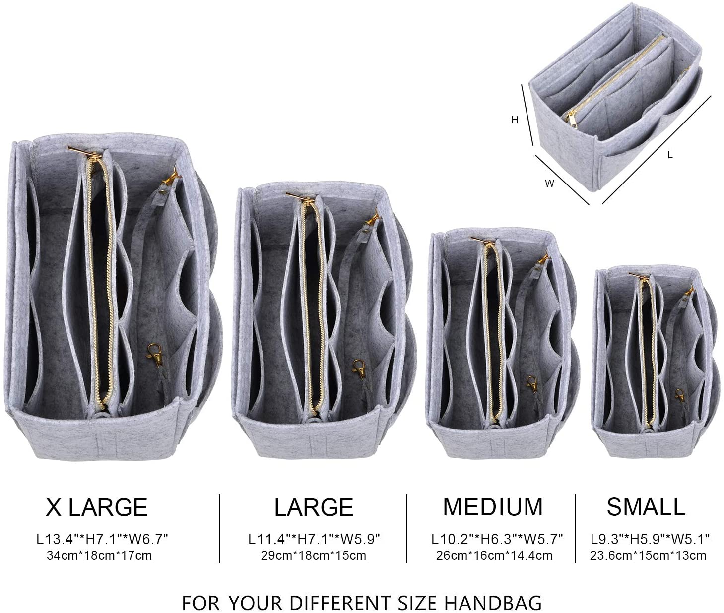 Vercord Felt Organizer Insert for Purse Handbag Tote Bag in Bag Inside Shaper Divider Neo Beige Small