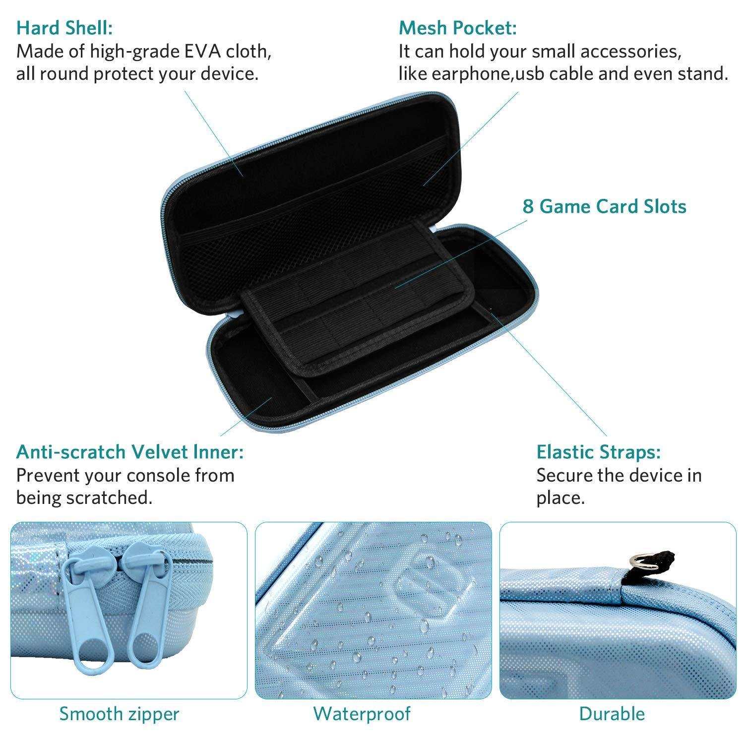 CoBak Carrying Case for Nintendo Switch Lite - with 1 Screen Protector, 1 Grip Case and 4 Thumb Grip Caps. - JOY2ESpree