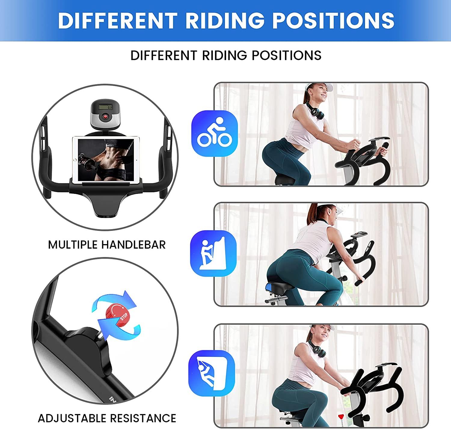 pooboo Exercise Bike Stationary Bike Indoor Cycling Bike Silent Belt Drive - JOY2ESpree