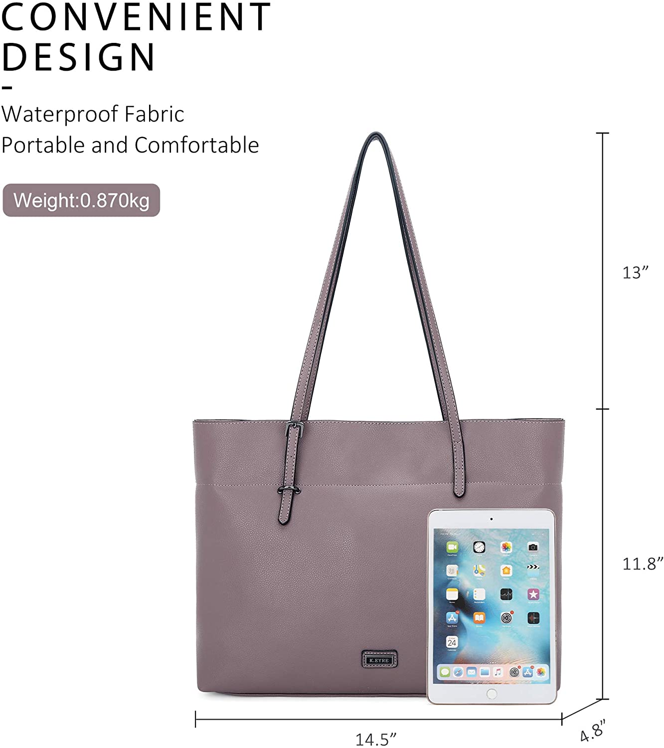 K.EYRE Women's Soft Faux Leather Tote Bag Purse Handbags Wallet Tote Shoulder Bag Purse Large Capacity