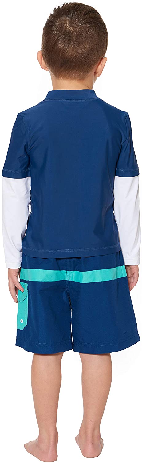 Tommy Bahama Boys' Long Sleeve Rashguard and Trunks Swimsuit Set