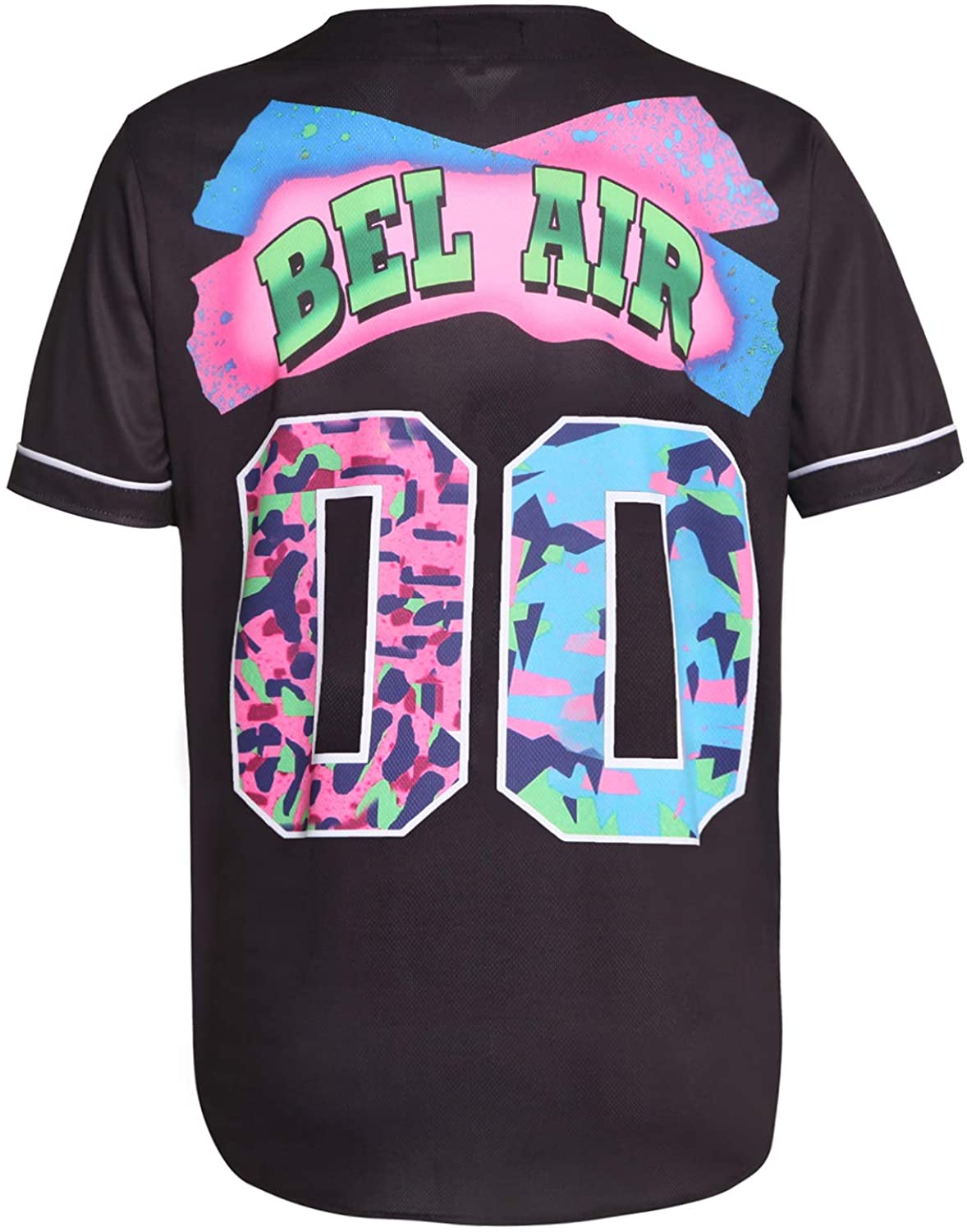 MOLPE 90s Hip Hop Clothing for Men and Women, Unisex Bel Air 23 Baseball Jersey, Mens Printed Urban Shirts for Party