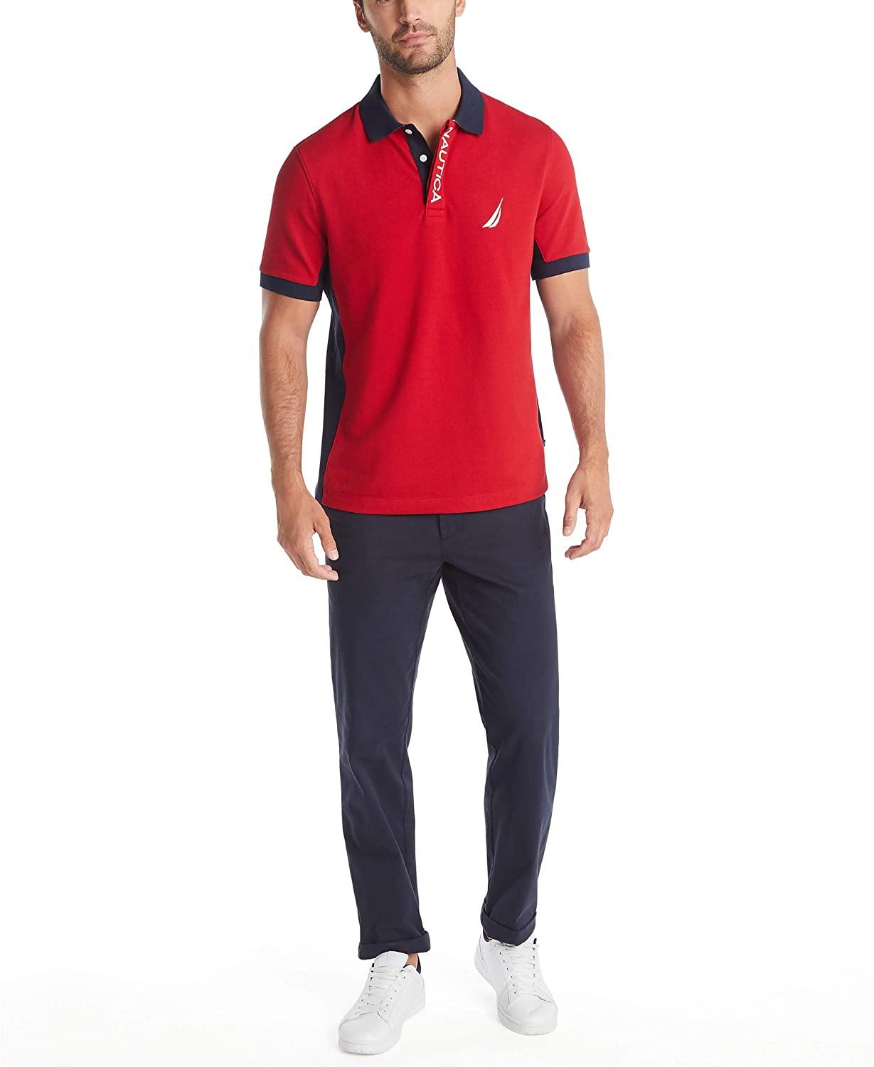 Nautica Men's Short Sleeve Color Block Performance Pique Polo Shirt - JOY2ESpree