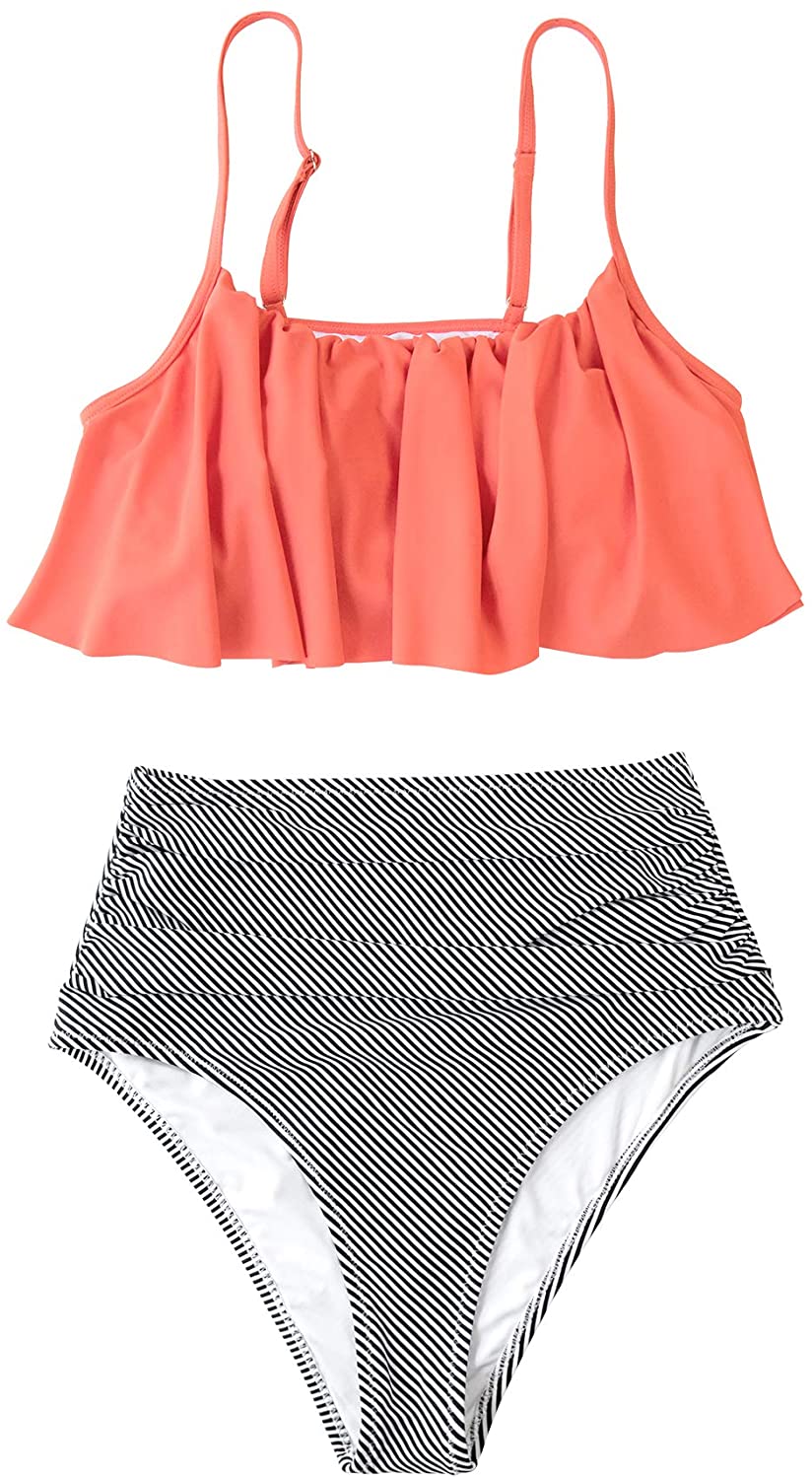 CUPSHE Women's High Waisted Falbala Bikini Set