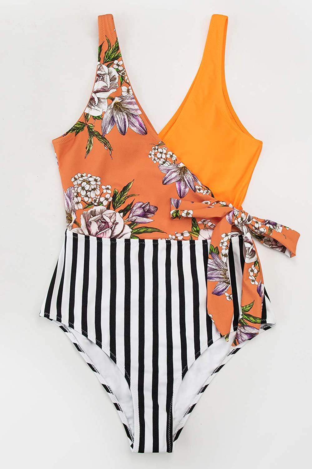 CUPSHE Women's One Piece Swimsuit Knotted Color Block Bathing Suit