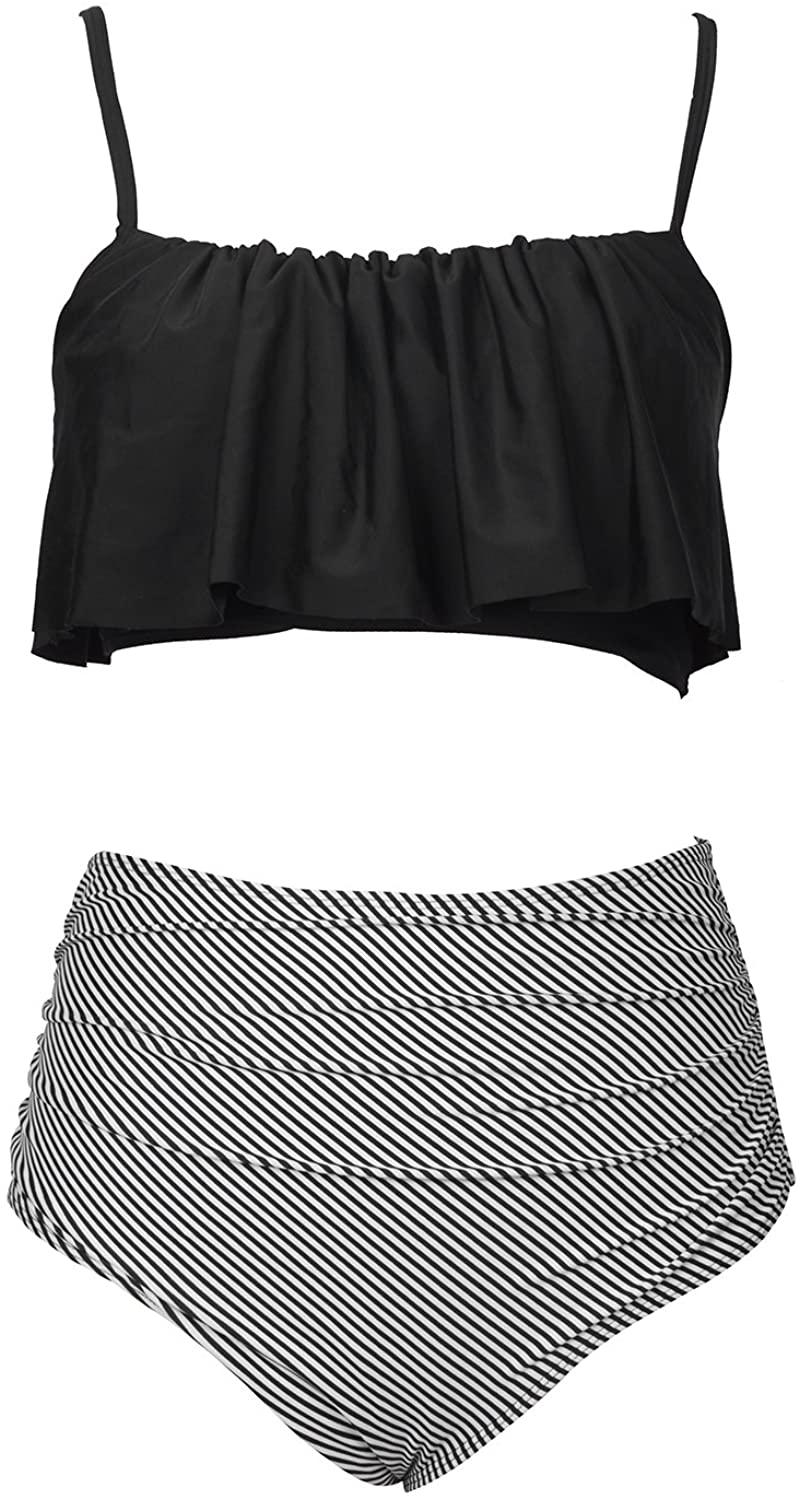 CUPSHE Women's High Waisted Falbala Bikini Set