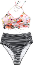 
                        
                          Cargar imagen en el visor de la galería, CUPSHE Women’s Bikini Swimsuit Floral Print Halter Lace Up Two Piece Bathing Suit
                        
                      