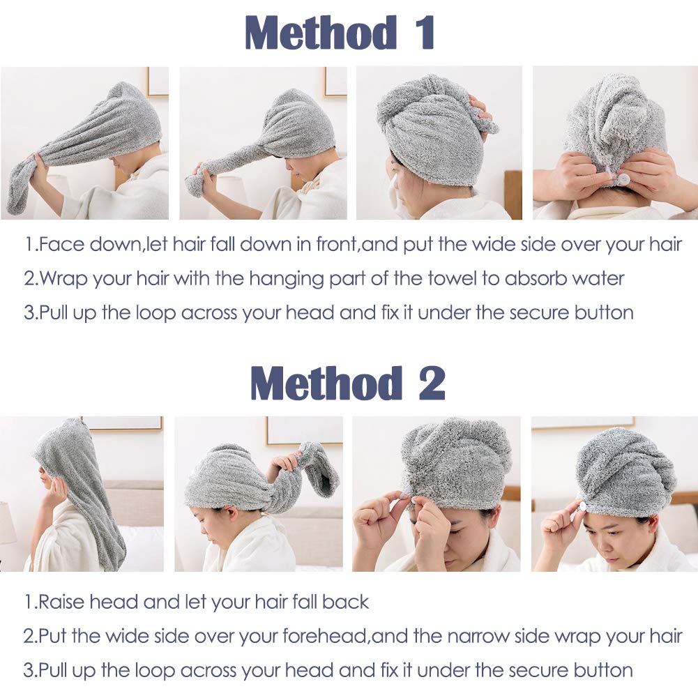 Vinker 3 Pack Hair Towel Wrap, Microfiber Quick Drying Hair Towels, Bath Dryer Caps, Bath Hair Drying Towel, Quick Dryer Hat for Women Girls