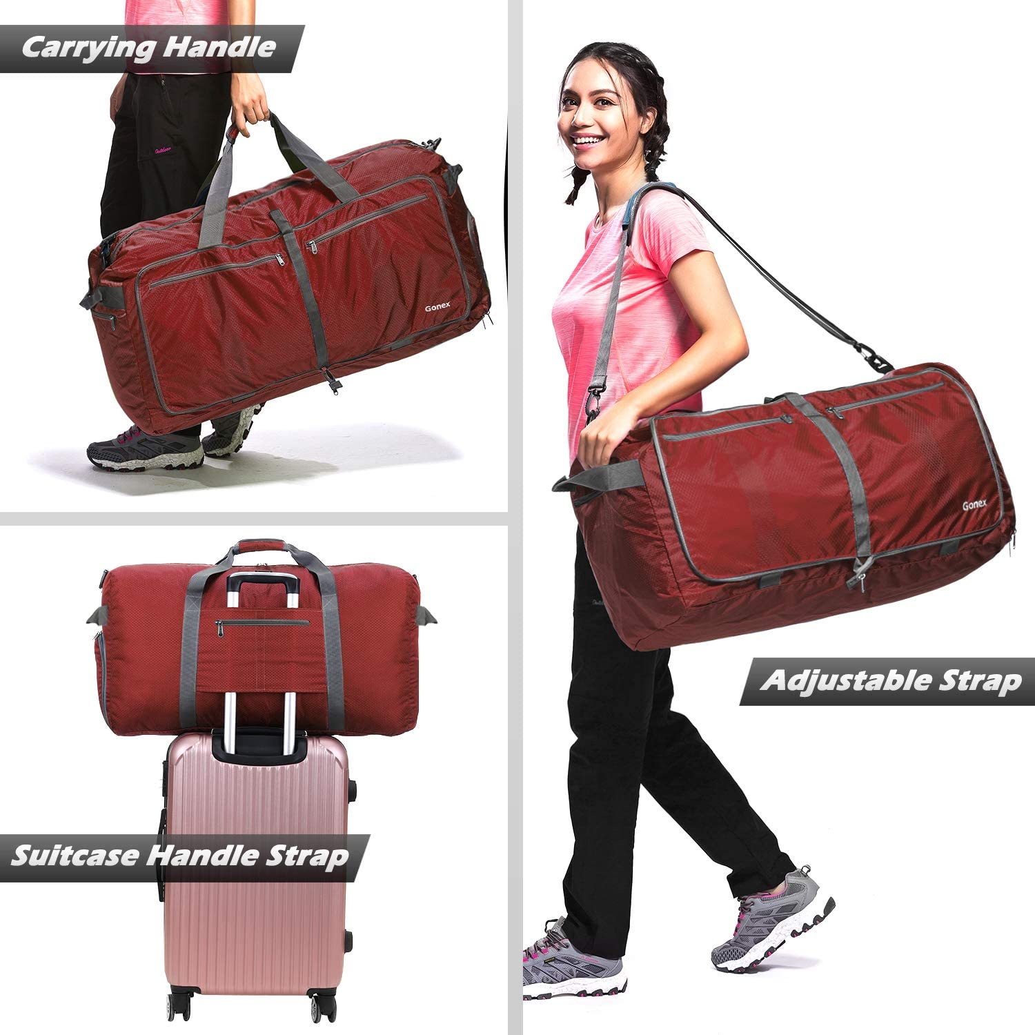 Gonex 150L Travel Duffel Bag Foldable Extra Large Duffle Bag XL Heavy Duty for Men Women for Luggage Shopping Gray