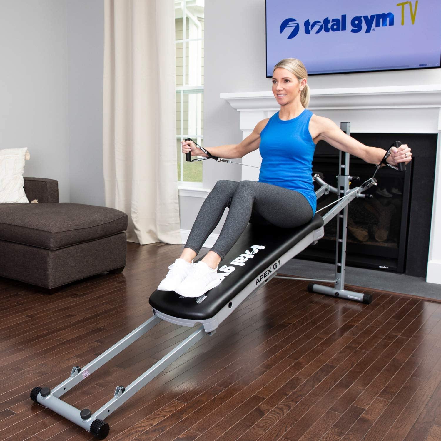 Total Gym APEX Versatile Indoor Home Workout Total Body Strength Training Fitness Equipment with up to 10 Levels of Resistance and Attachments - JOY2ESpree