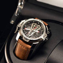 
                        
                          Load image into Gallery viewer, Reef Tiger Mens Sport Mechanical Watches with Steel Black Dial Automatic Watch Calfskin Leather Strap RGA3591
                        
                      