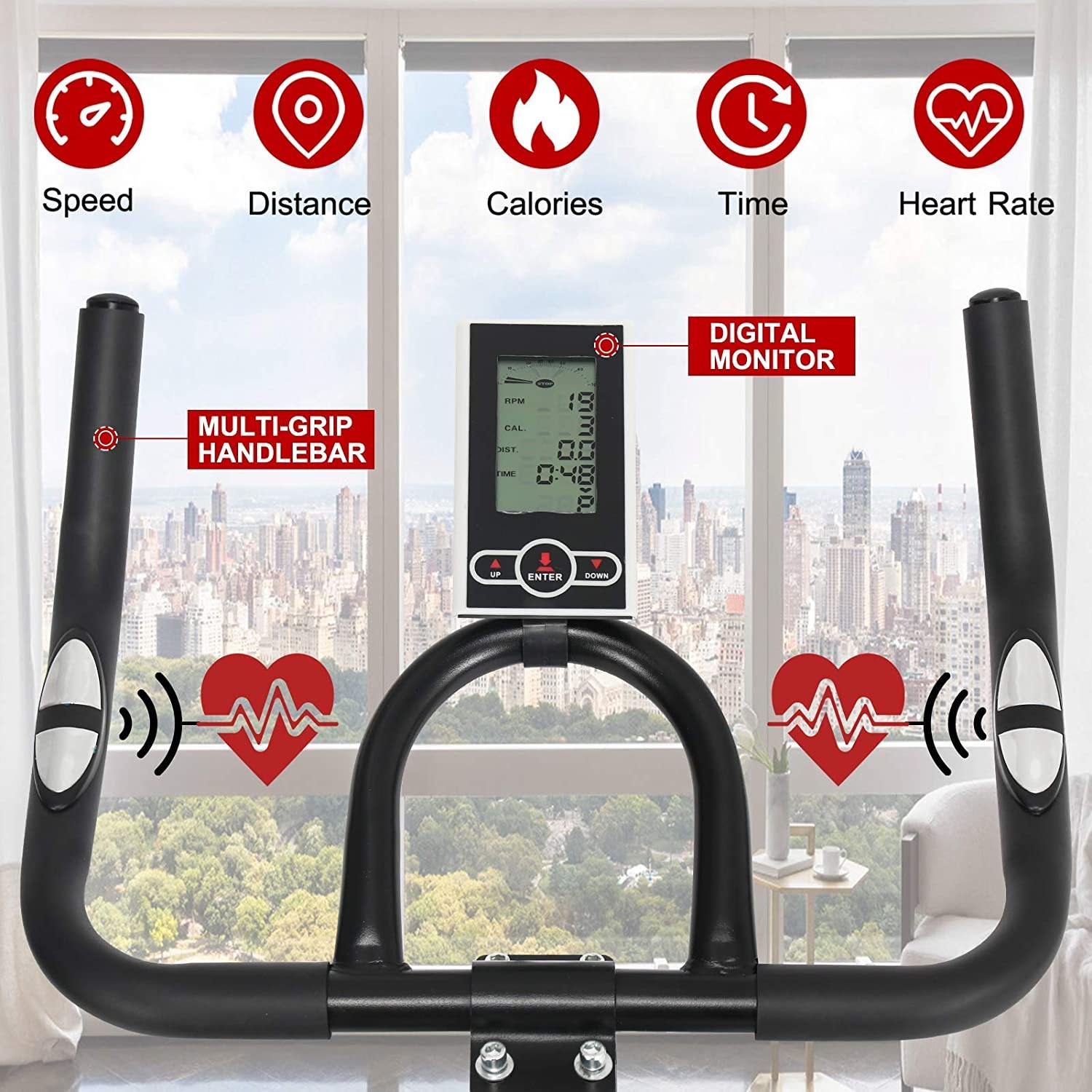 ER KANG Exercise Bike, Indoor Cycling Bike, Digital LCD Monitor Upgraded Version - JOY2ESpree