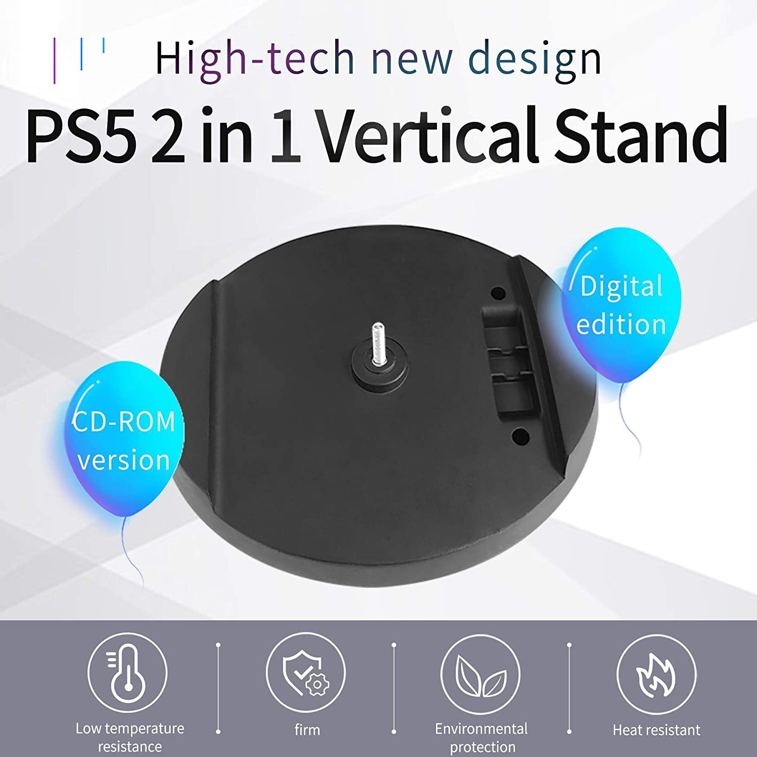 Vertical Stand Holder for PS5 Digital Edition, Stand Cooler for Sony Playstation 5 DE Console with Built-in Air Vents and Non-Slip Feet - JOY2ESpree