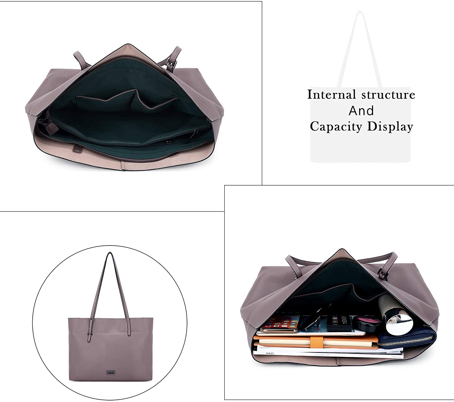 K.EYRE Women's Soft Faux Leather Tote Bag Purse Handbags Wallet Tote Shoulder Bag Purse Large Capacity