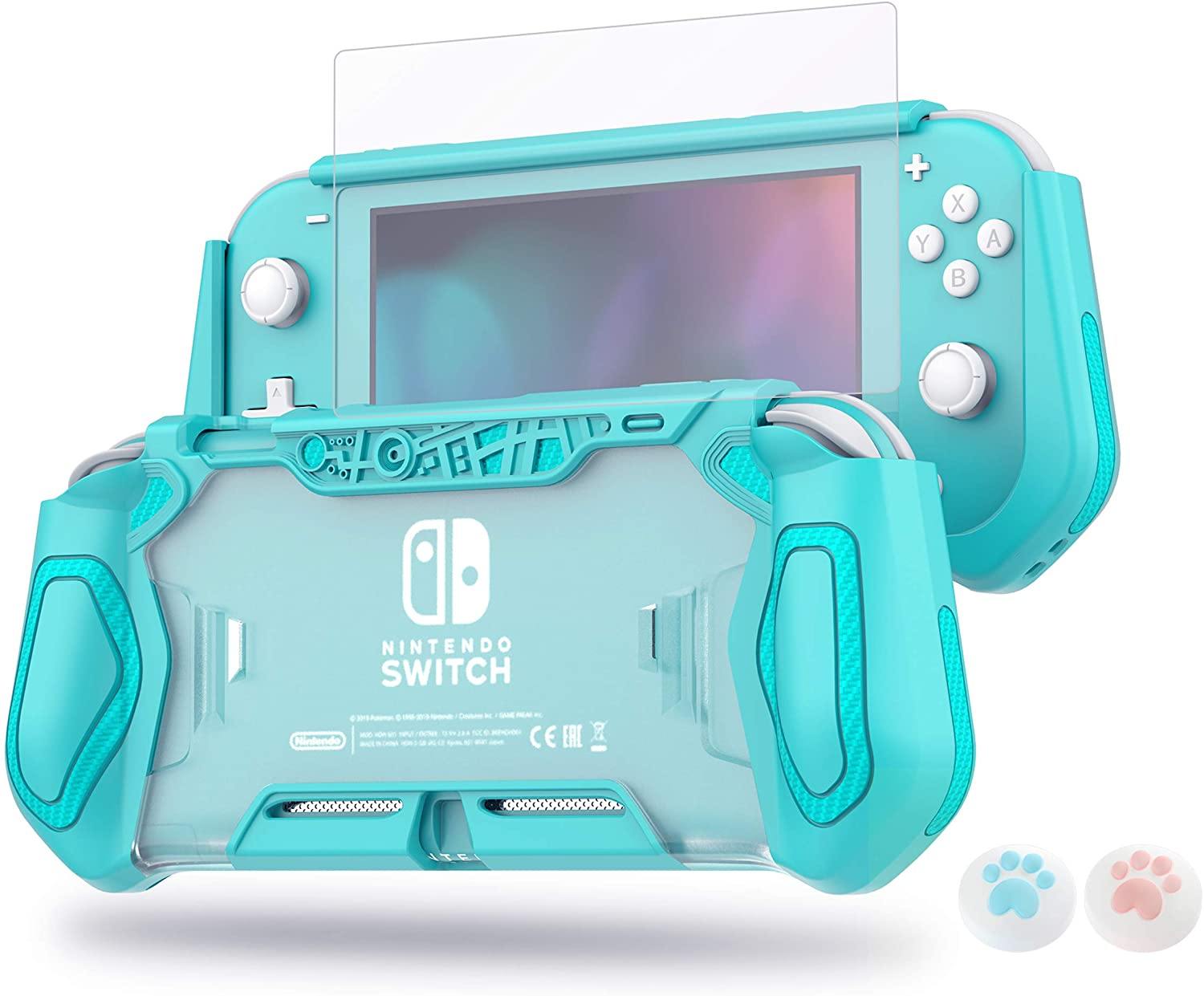 LeyuSmart Protective Case with High Clear Tempered Glass Screen Protector for Nintendo Switch Lite, Grey Color - JOY2ESpree