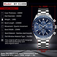 
                        
                          Muat gambar ke penampil Galeri, BENYAR Chronograph Mens Watch Quartz Movement 30M Waterproof | Leather Watch Strap
                        
                      