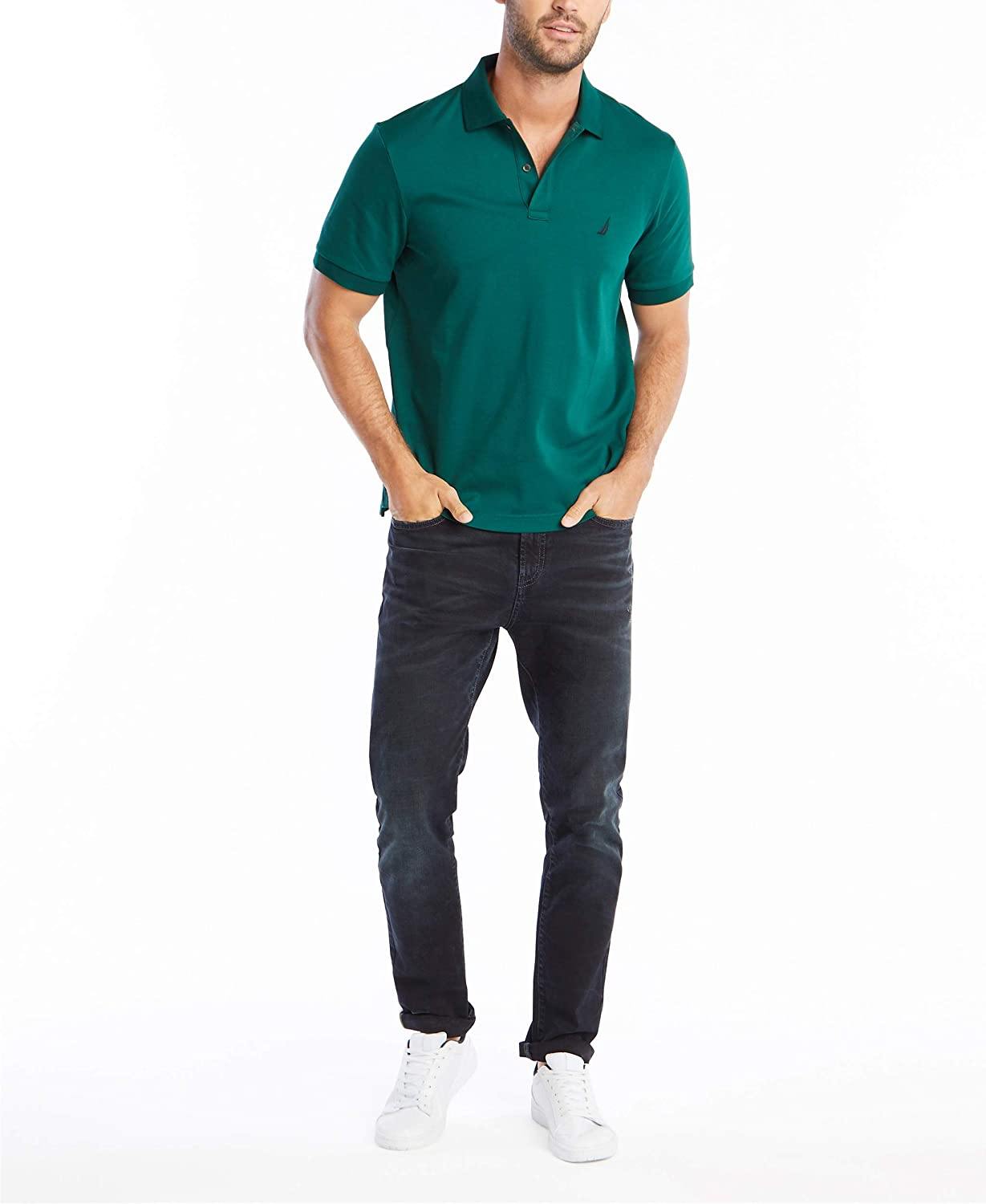 Nautica Men's Classic Fit Short Sleeve Solid Soft Cotton Polo Shirt - JOY2ESpree