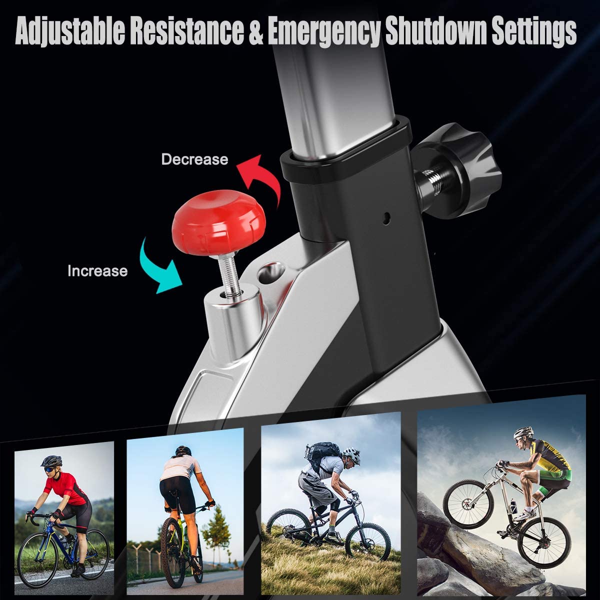 Goplus Adjustable Exercise Bike, Stationary Silent Bicycle with Dual-Spring Shock Absorption Design - JOY2ESpree