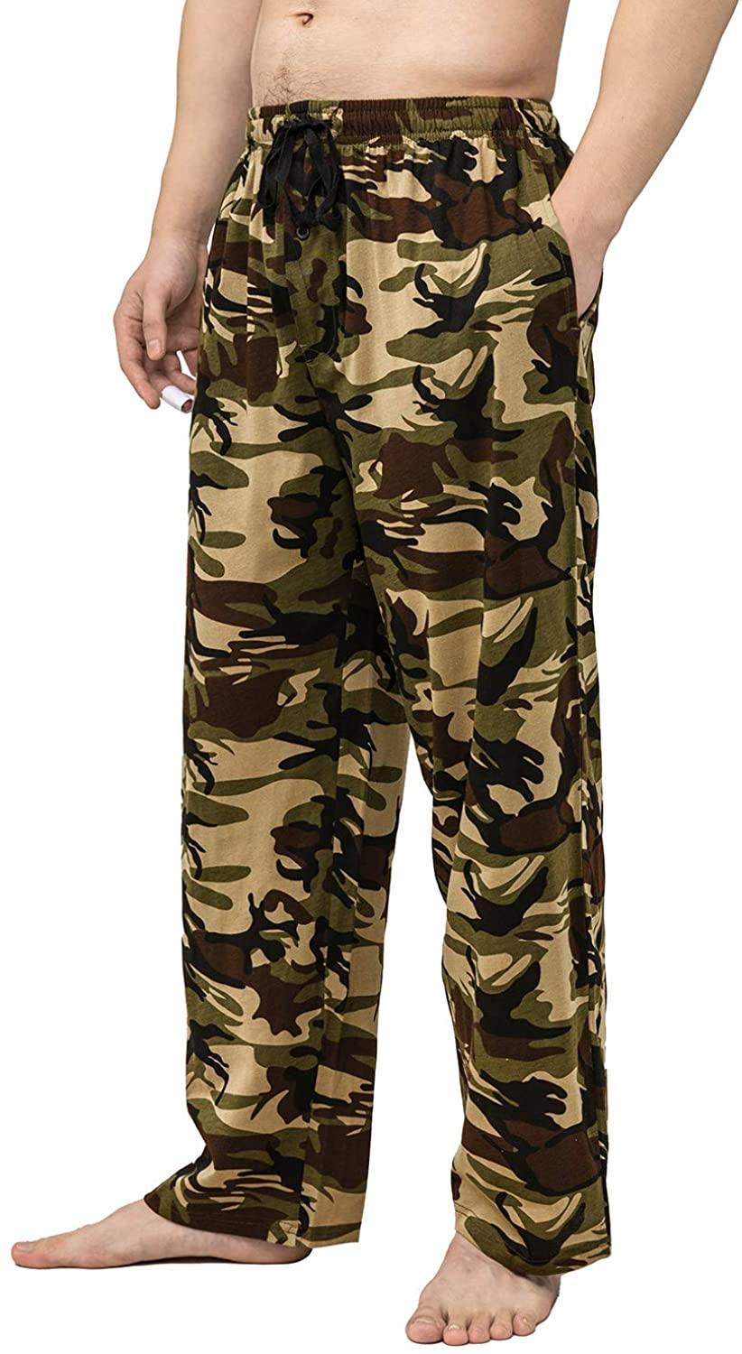 Bintangor Men's Sleep Pajama Pants 100% Cotton Knit Elastic Waistband Lounge Wear Long