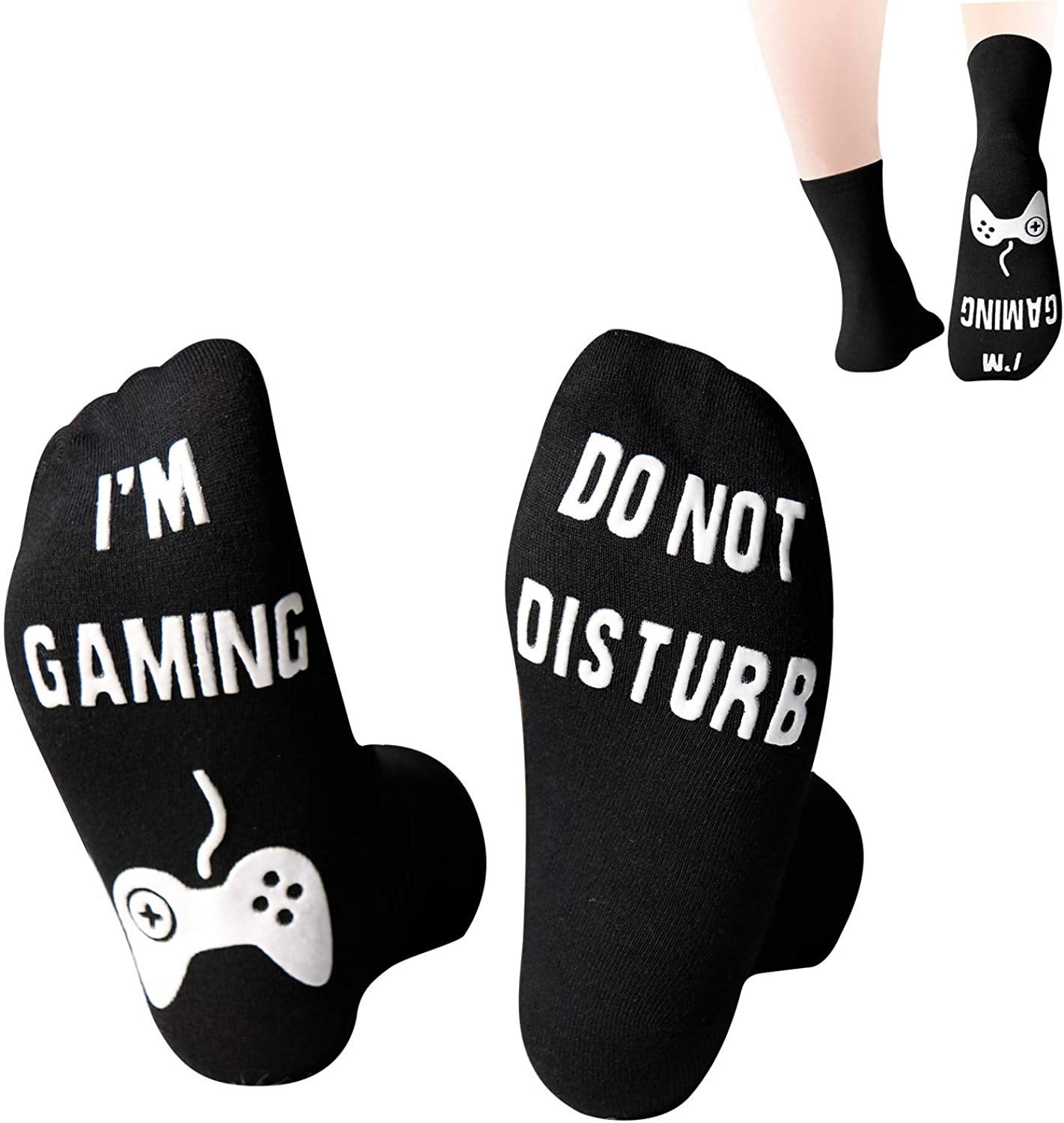 Do Not Disturb I'm Gaming Socks, Gaming Sock Funny Novelty Gift for Teen Boys Mens Gamer Kids Sons Husbands Boyfriends Women - JOY2ESpree