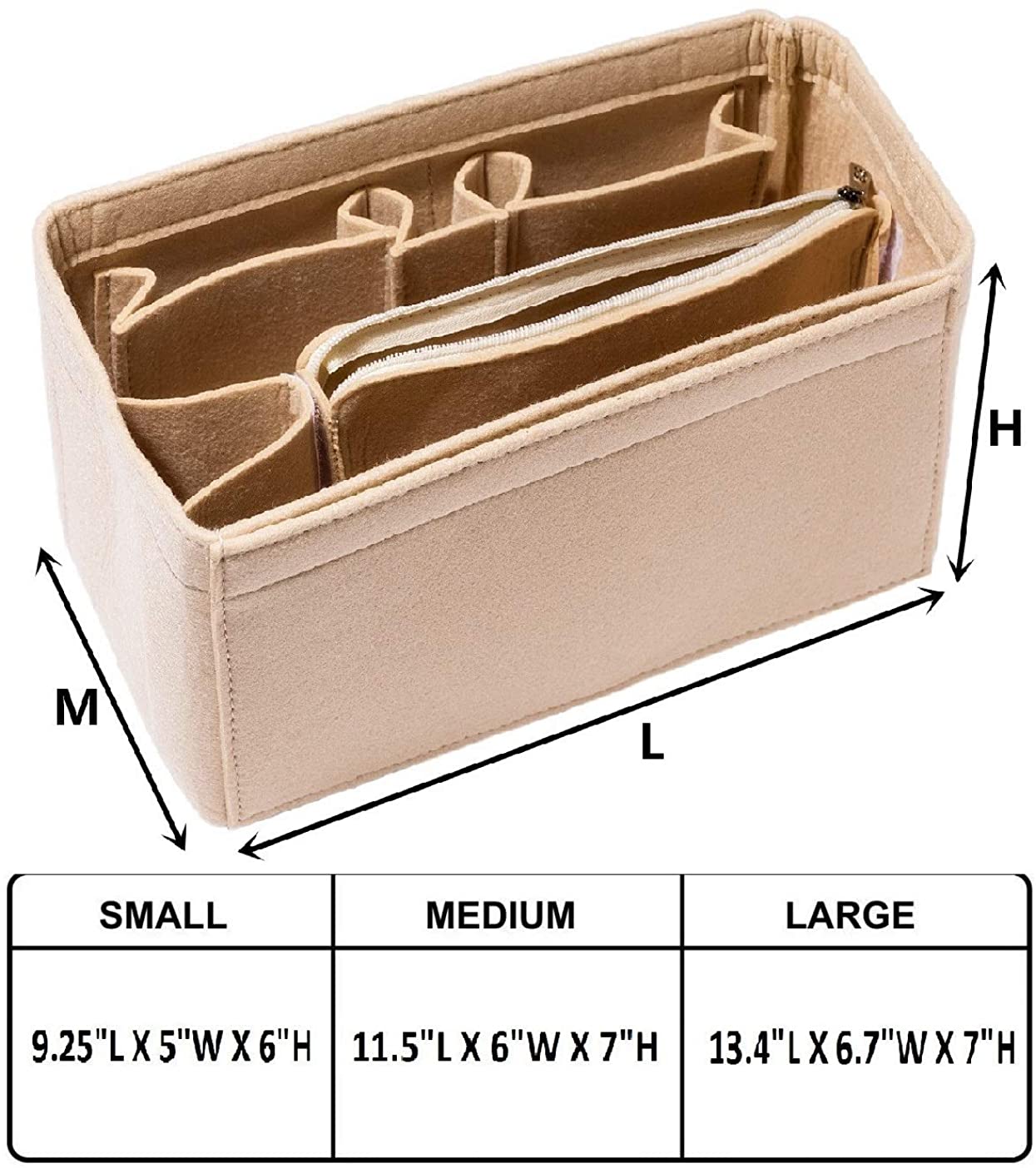 HEALTHLOVE Felt Insert Bag Organizer Purse Organizer Include Zipper Purse for Handbag Choice 3 Size