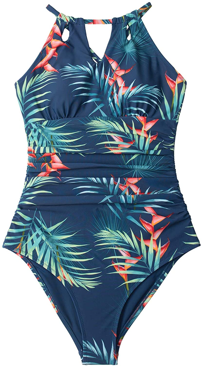 CUPSHE Women's One Piece Swimsuit High Neck Tummy Control Swimwear Bathing Suit