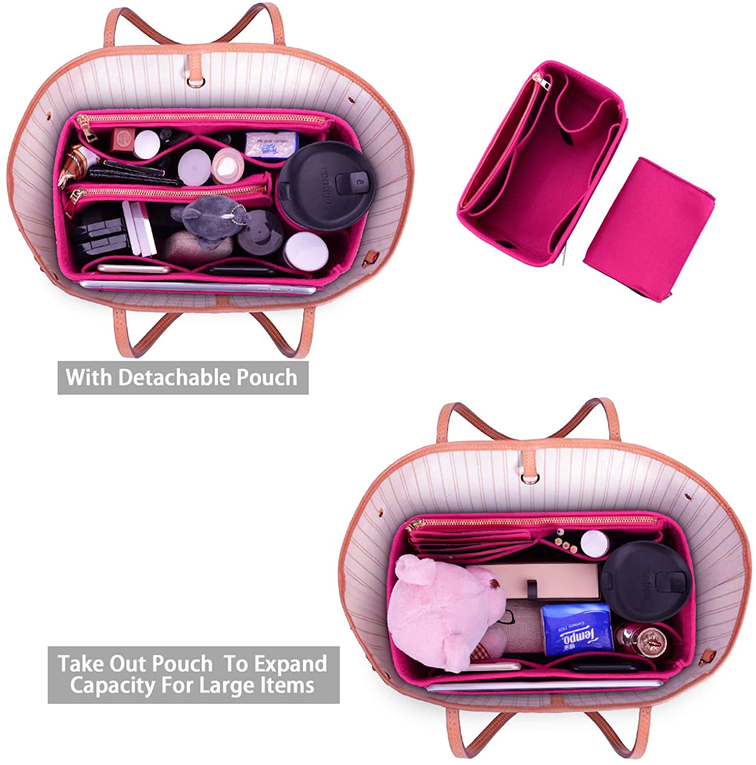 Purse Organizer, Felt Bag Organizer Purse Organizer Insert For LV Speedy, Neverfull, Graceful, Neverfull,Tote, Handbag,Shaper
