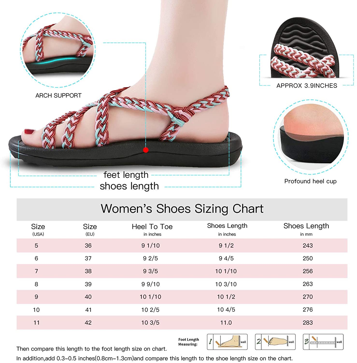 MEGNYA Women's Comfortable Walking Sandals with Arch Support Waterproof for Walking/Hiking/Travel/Wedding/Water Spot/Beach