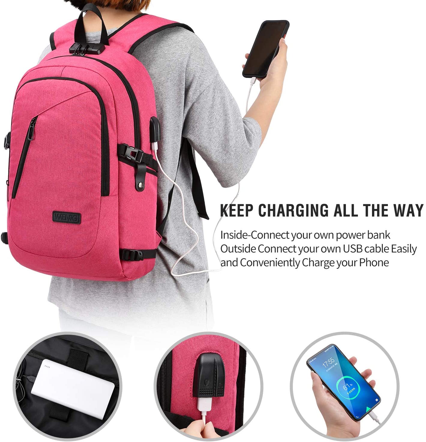 Laptop Backpack,Business Travel Anti Theft Backpack for Men Women with USB Charging Port