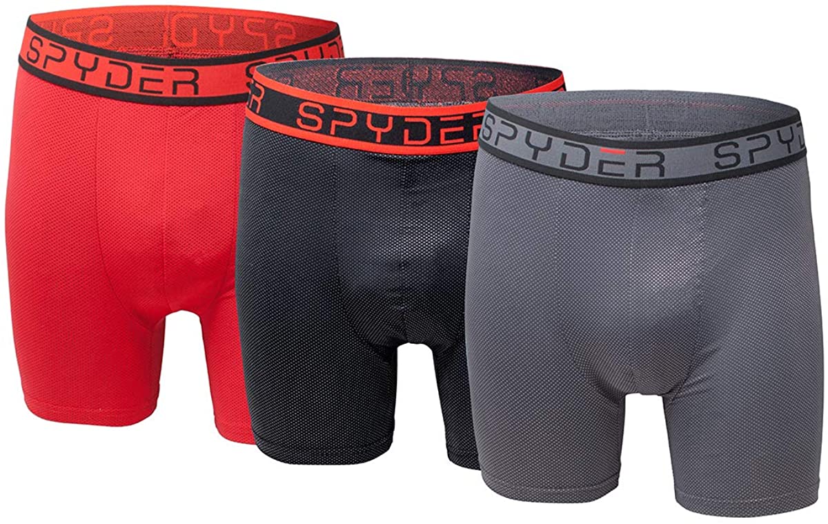 Spyder Performance Mesh Mens Boxer Briefs Sports Underwear 3 Pack for Men