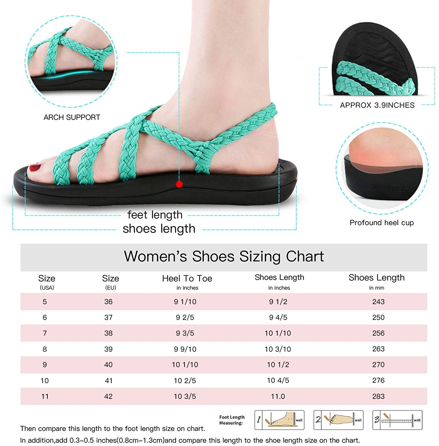 MEGNYA Women's Comfortable Walking Sandals with Arch Support Waterproof for Walking/Hiking/Travel/Wedding/Water Spot/Beach