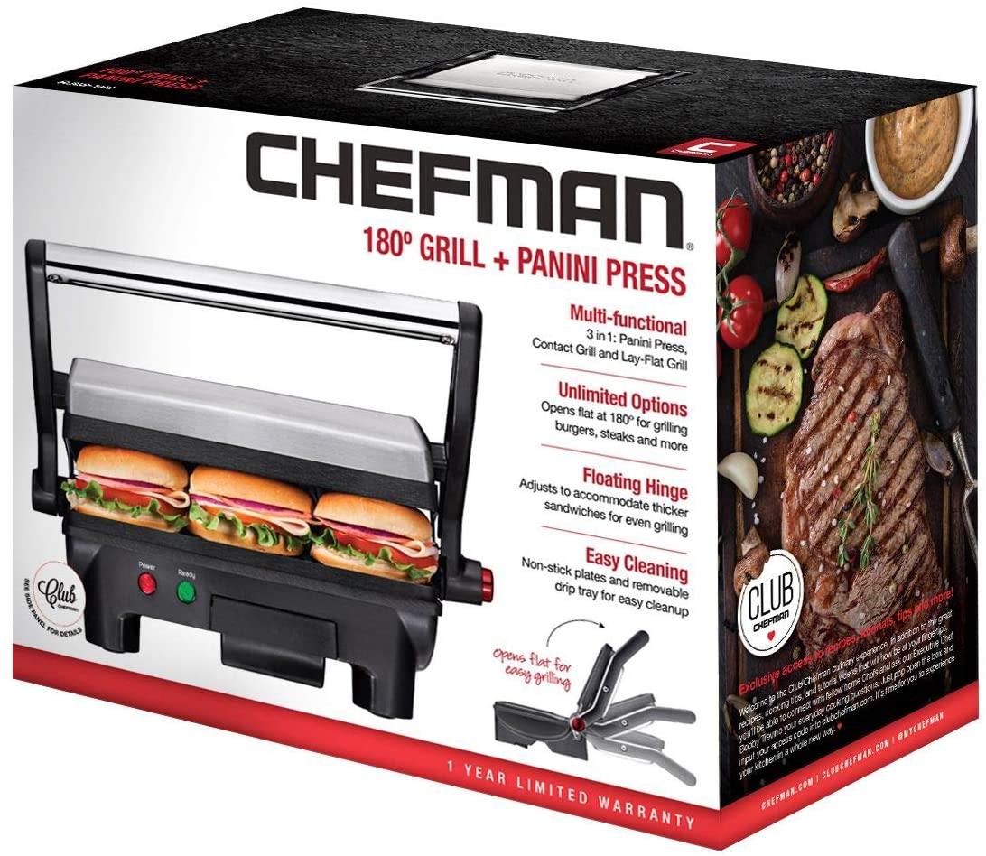 Chefman Panini Press Grill and Gourmet Sandwich Maker Non-Stick Coated Plates - JOY2ESpree
