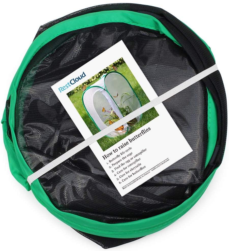 RESTCLOUD 36" Large Monarch Butterfly Habitat, Giant Collapsible Insect Mesh Cage Terrarium Pop-up 24 x 24 x 36 Inches - JOY2ESpree