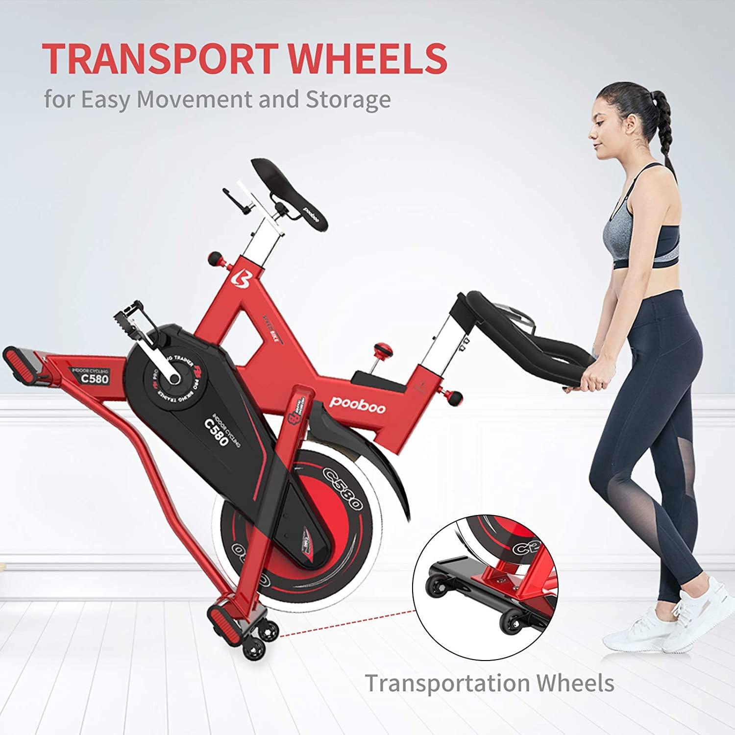 pooboo Exercise Bike Indoor, Belt Drive Cycling Bike Stationary - JOY2ESpree