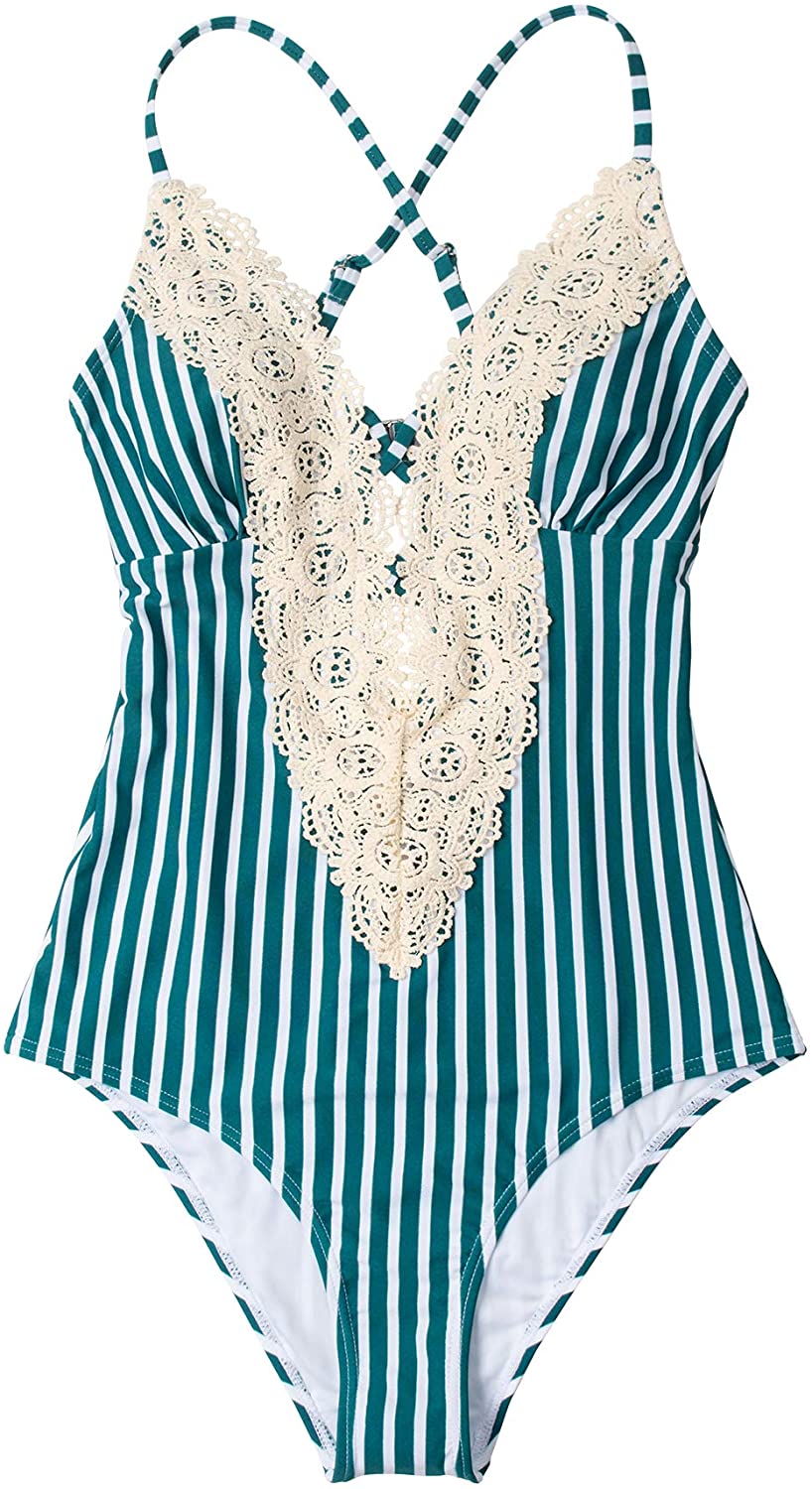 CUPSHE Fashion Women's Ladies Vintage Lace Bikini Sets Beach Swimwear Bathing Suit