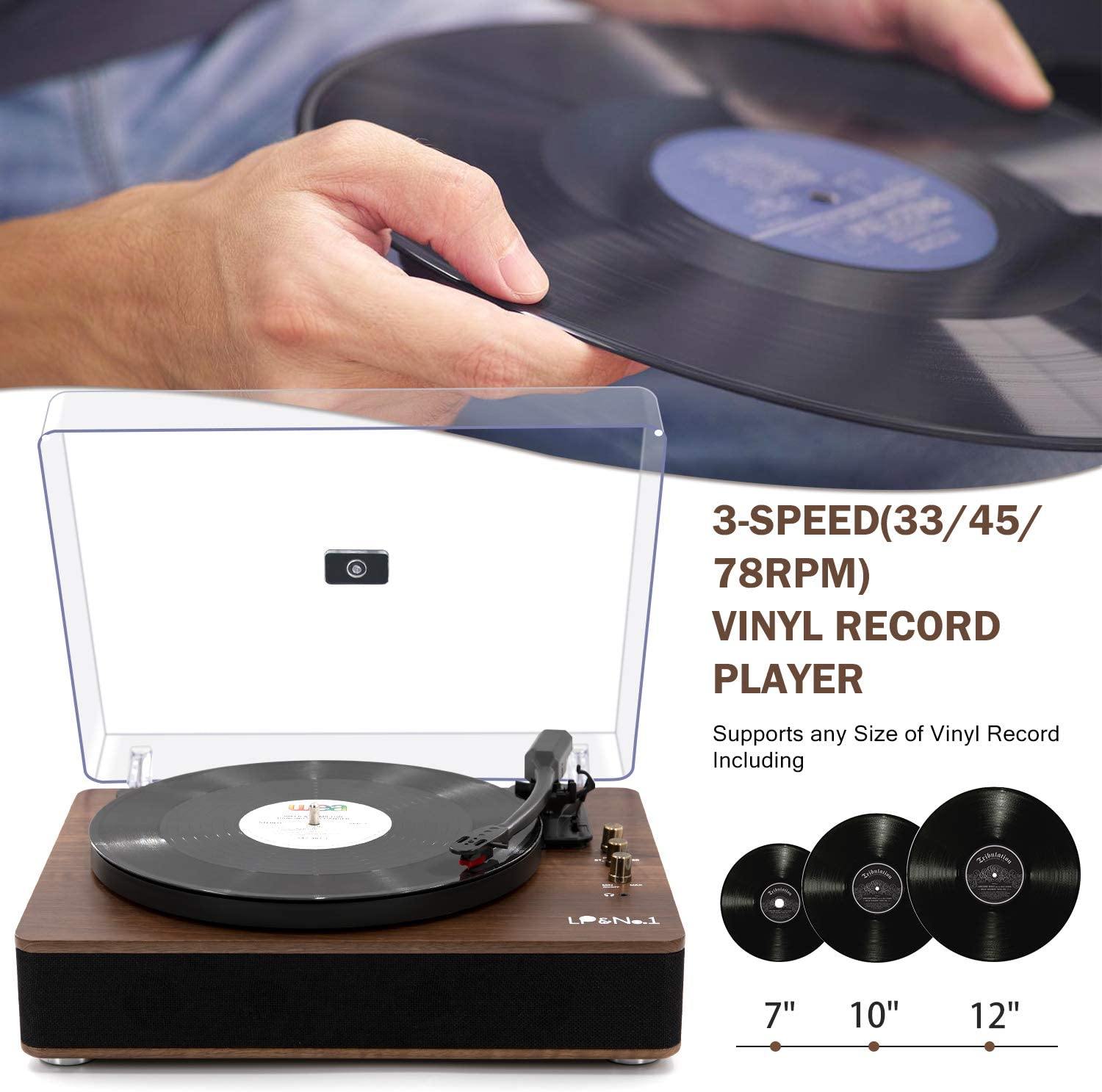 LP&NO.1 Record Player, Classic Bluetooth Turntable with USB Recording - JOY2ESpree