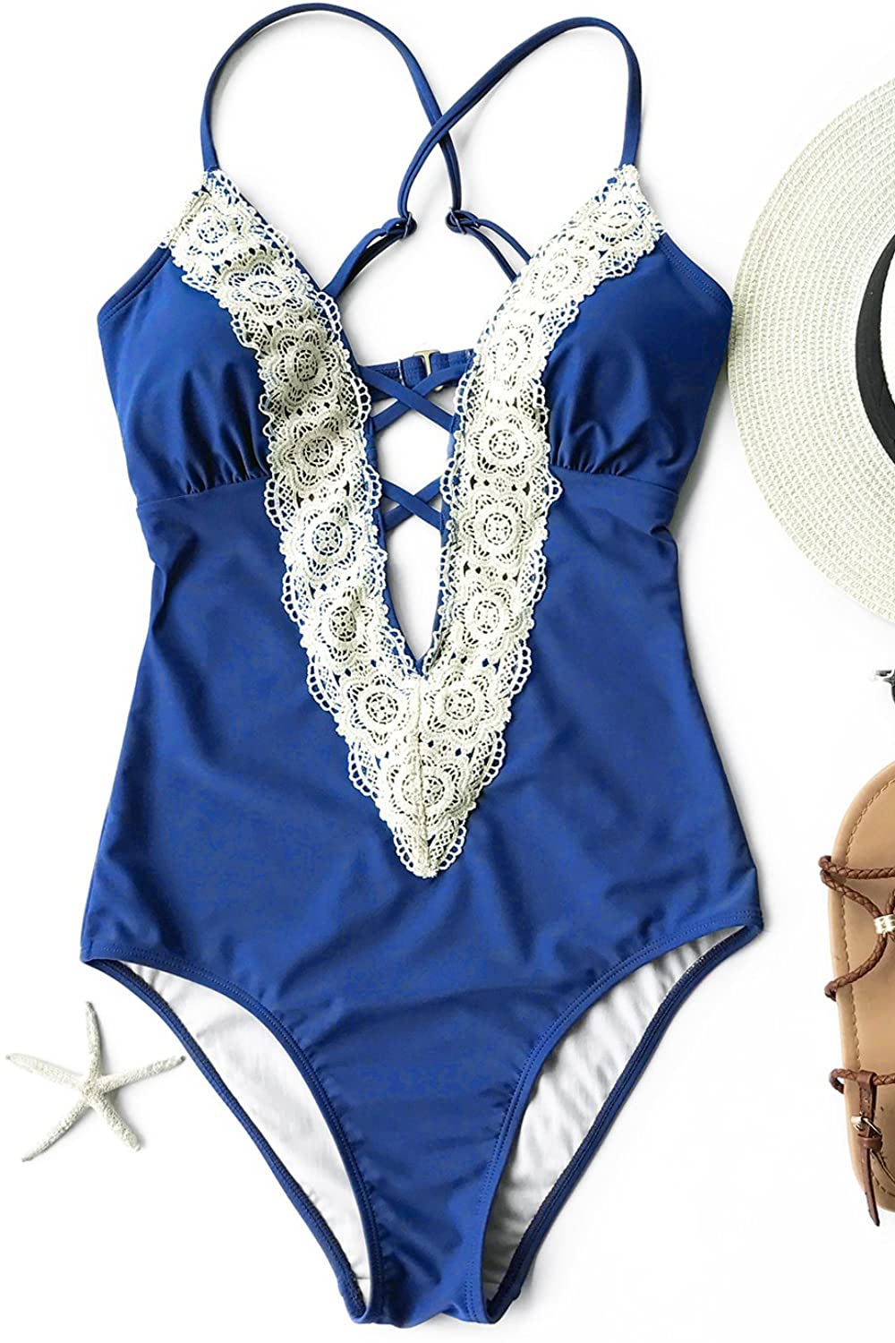 CUPSHE Fashion Women's Ladies Vintage Lace Bikini Sets Beach Swimwear Bathing Suit